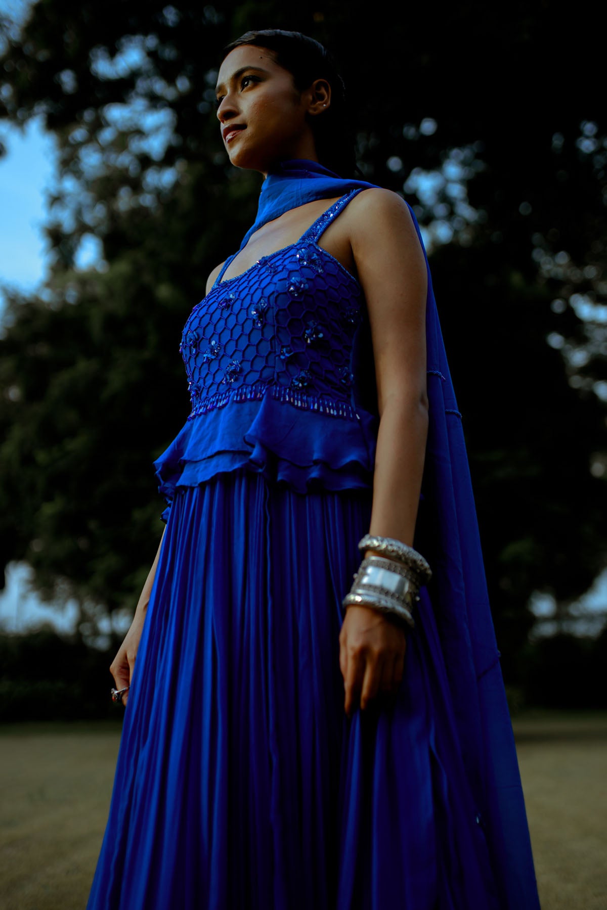 Blue Handwork Gown & Dupatta