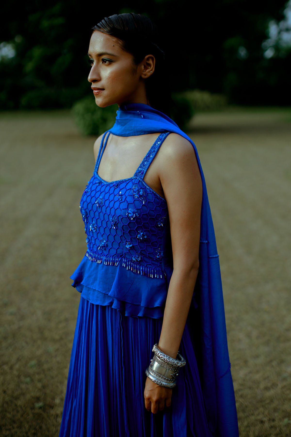 Blue Handwork Gown & Dupatta