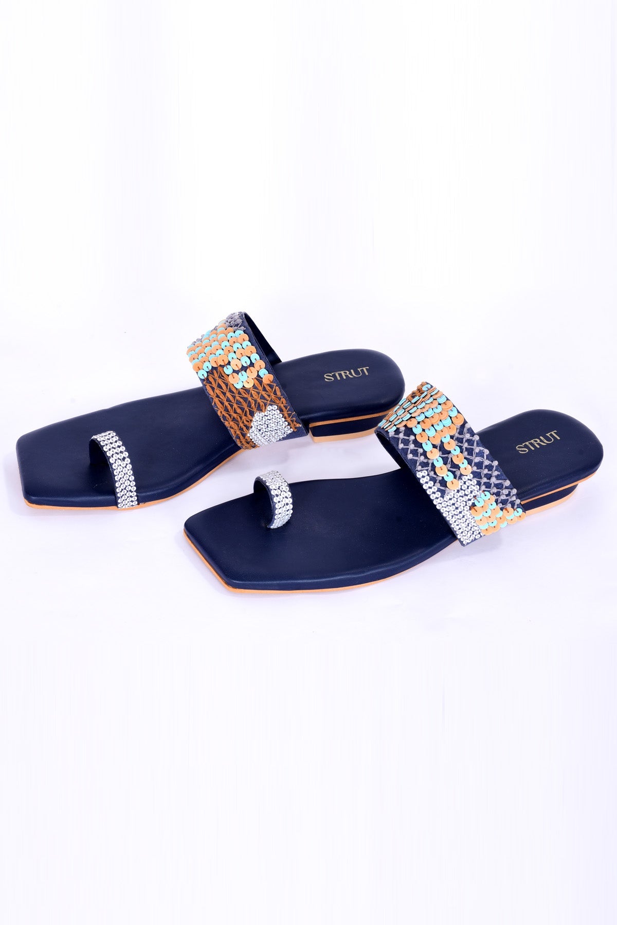 Strut Blue Handwork Kolhapuri Chappal Accessories online at ScrollnShops
