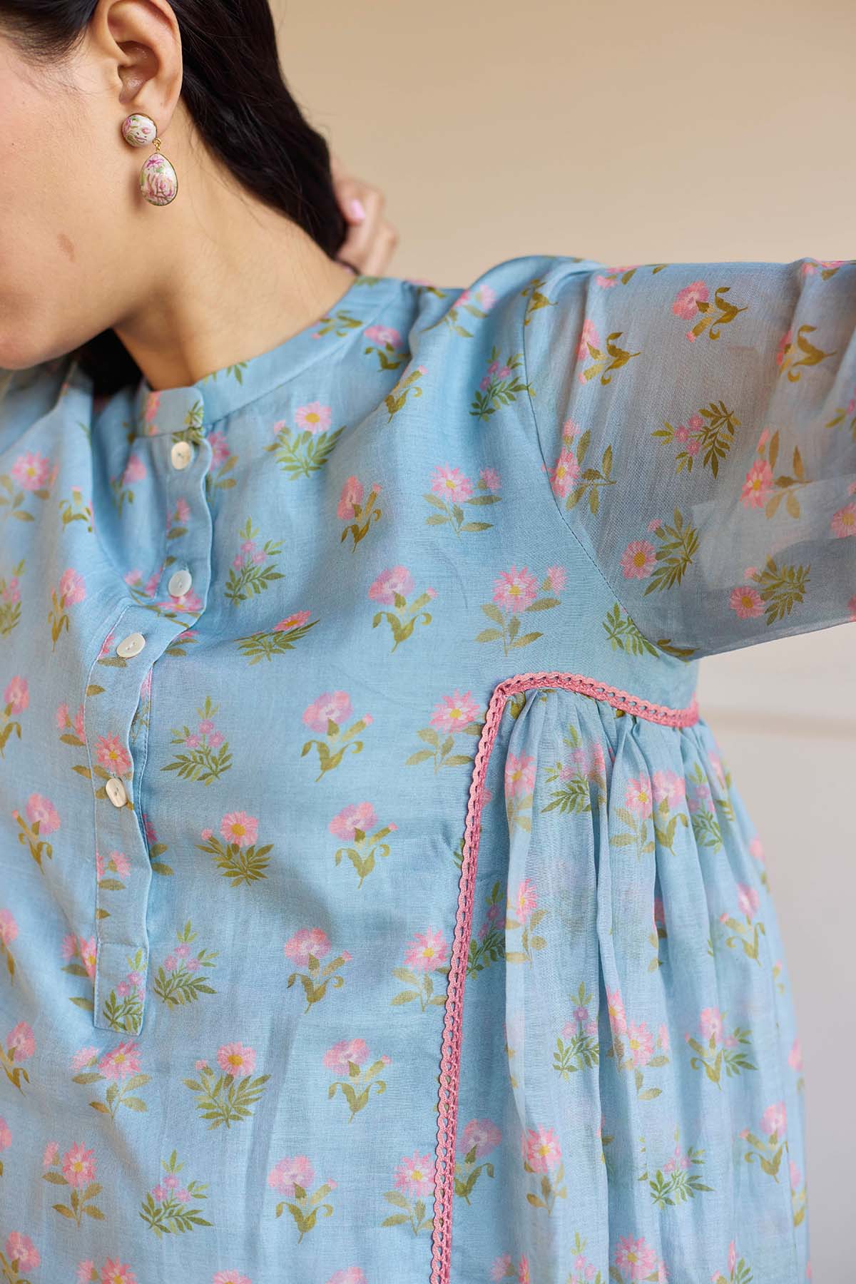 Blue Handwoven Chanderi Dress