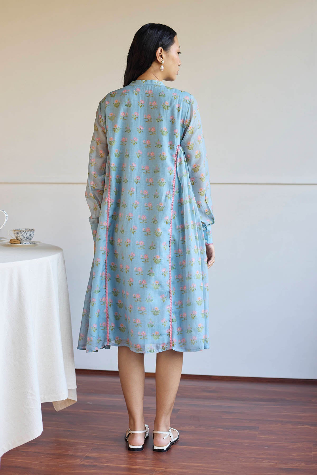Blue Handwoven Chanderi Dress