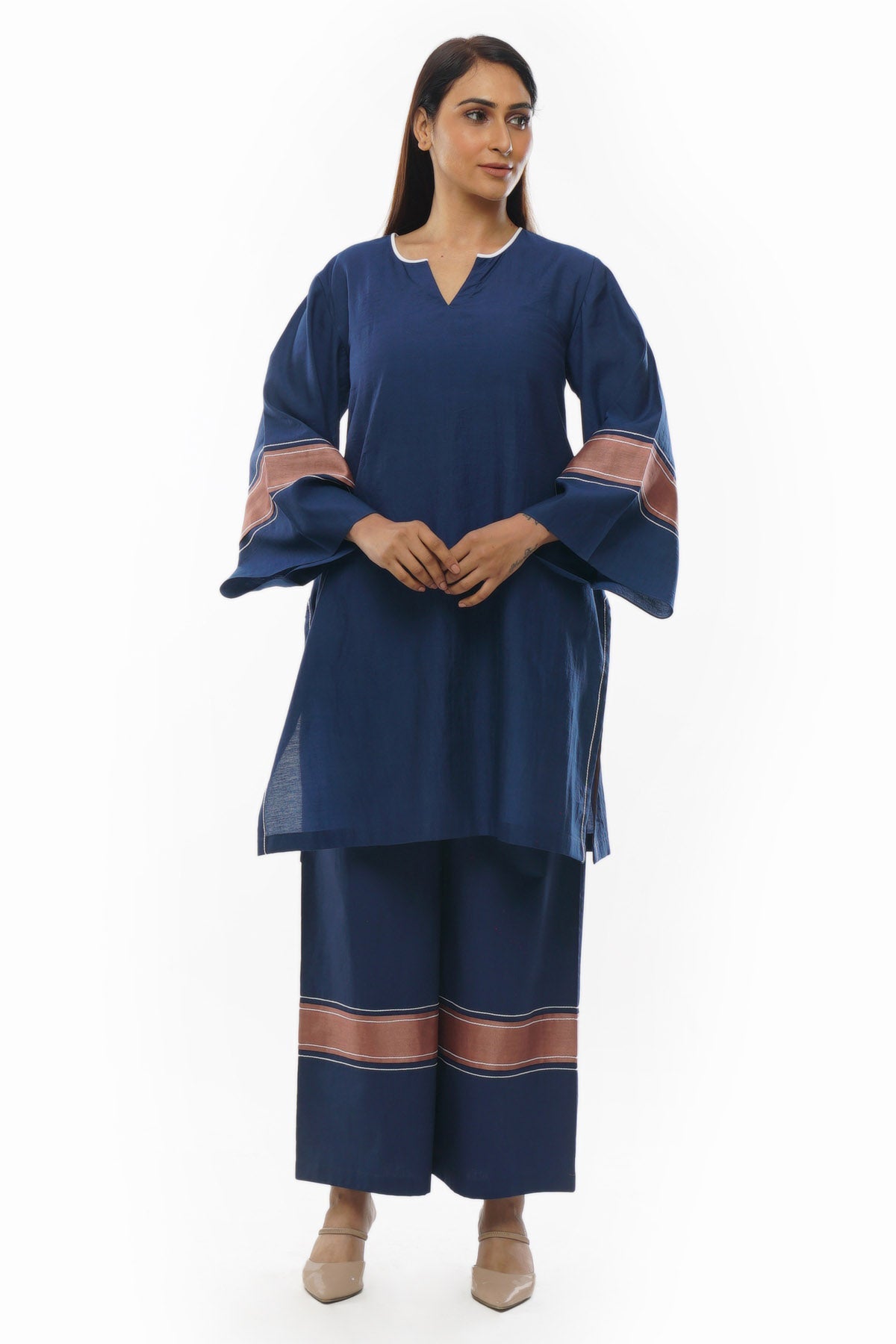 Khat Clothing Blue Handwoven Cotton Co-ord Set for women online at ScrollnShops