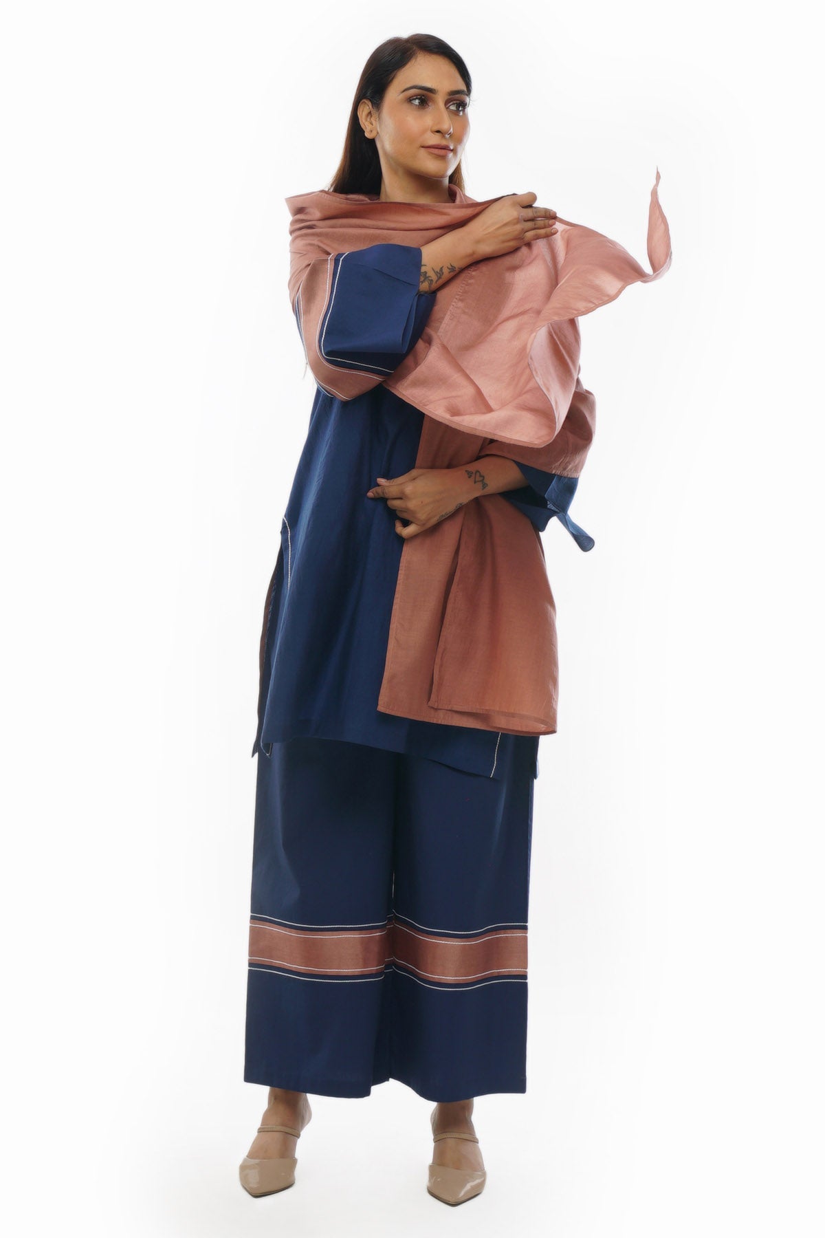 Khat Clothing Blue Handwoven Cotton Kurta Set for women online at ScrollnShops