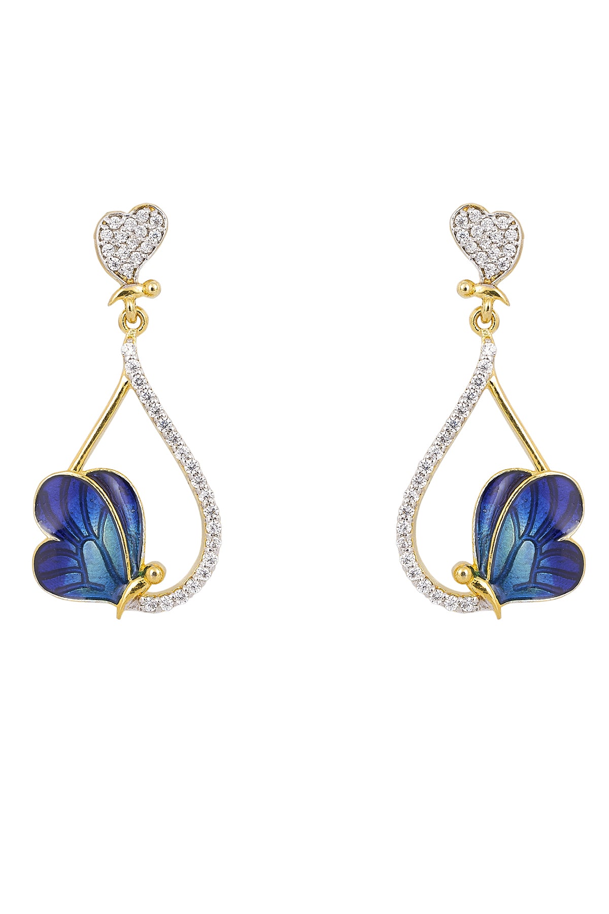 Blue Hanging Butterfly Earrings