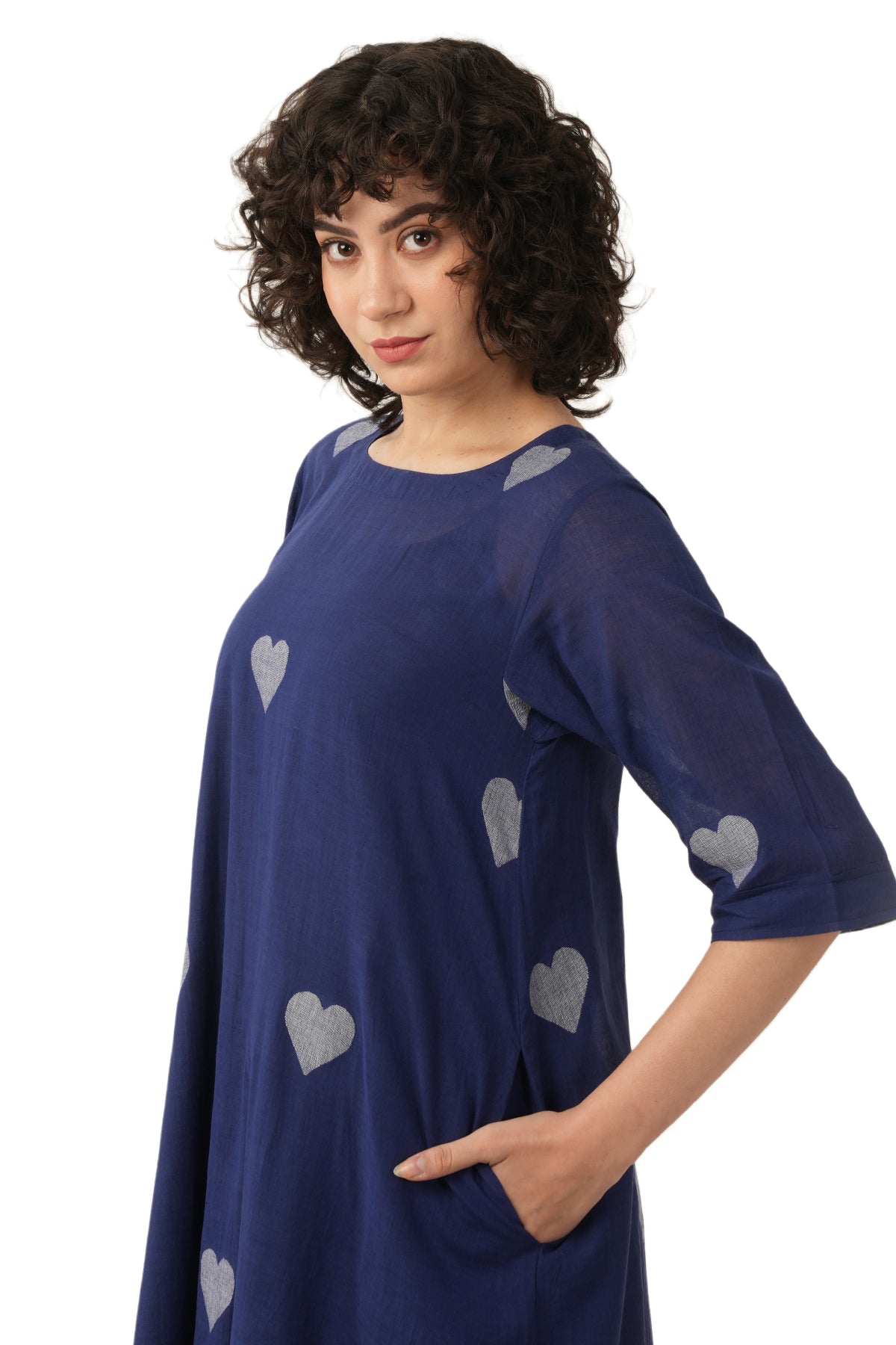 Blue Heart Motif Kurta & Pants