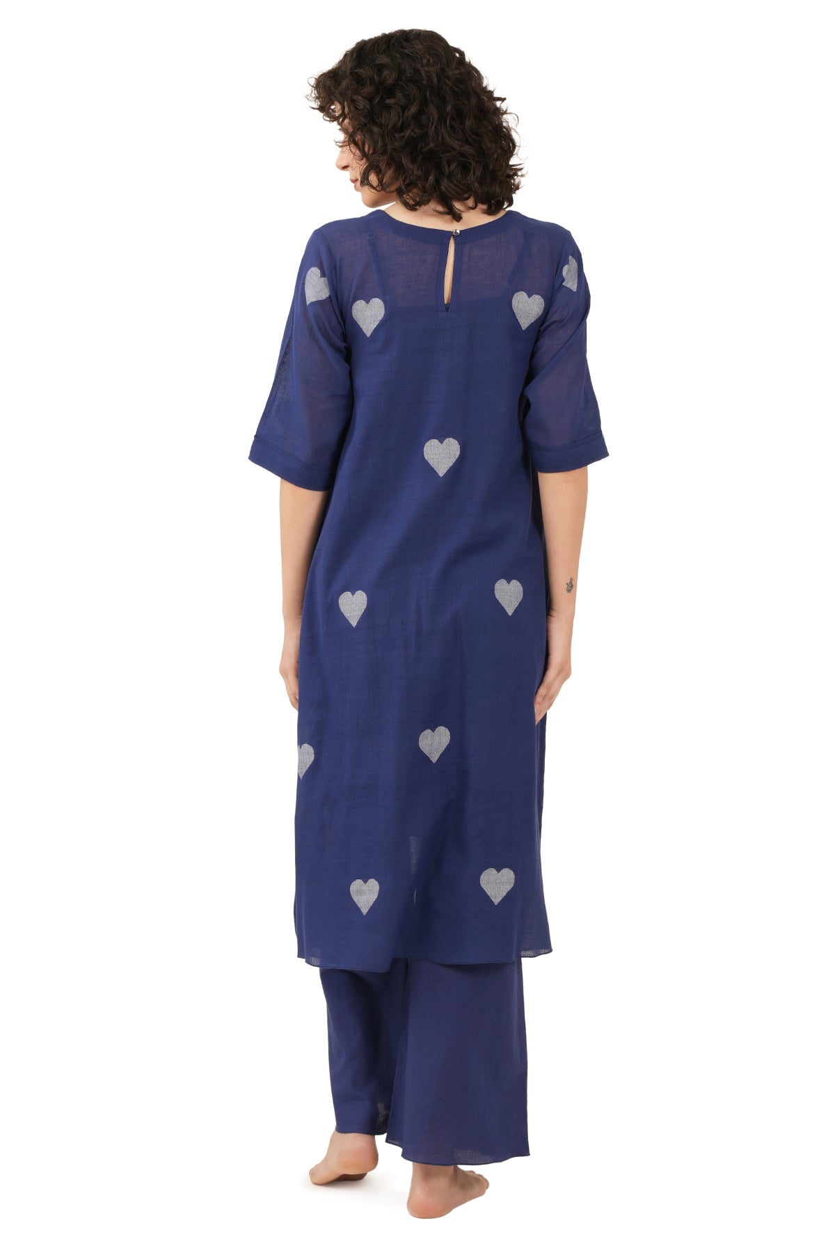 Blue Heart Motif Kurta & Pants