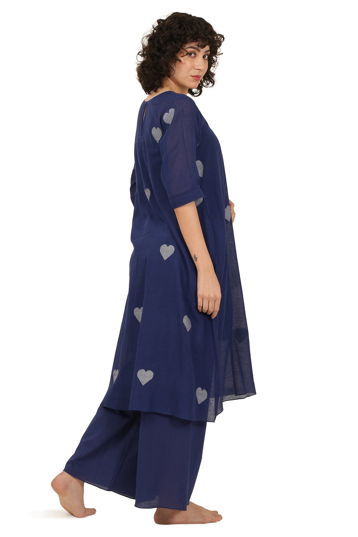 Blue Heart Motif Kurta & Pants