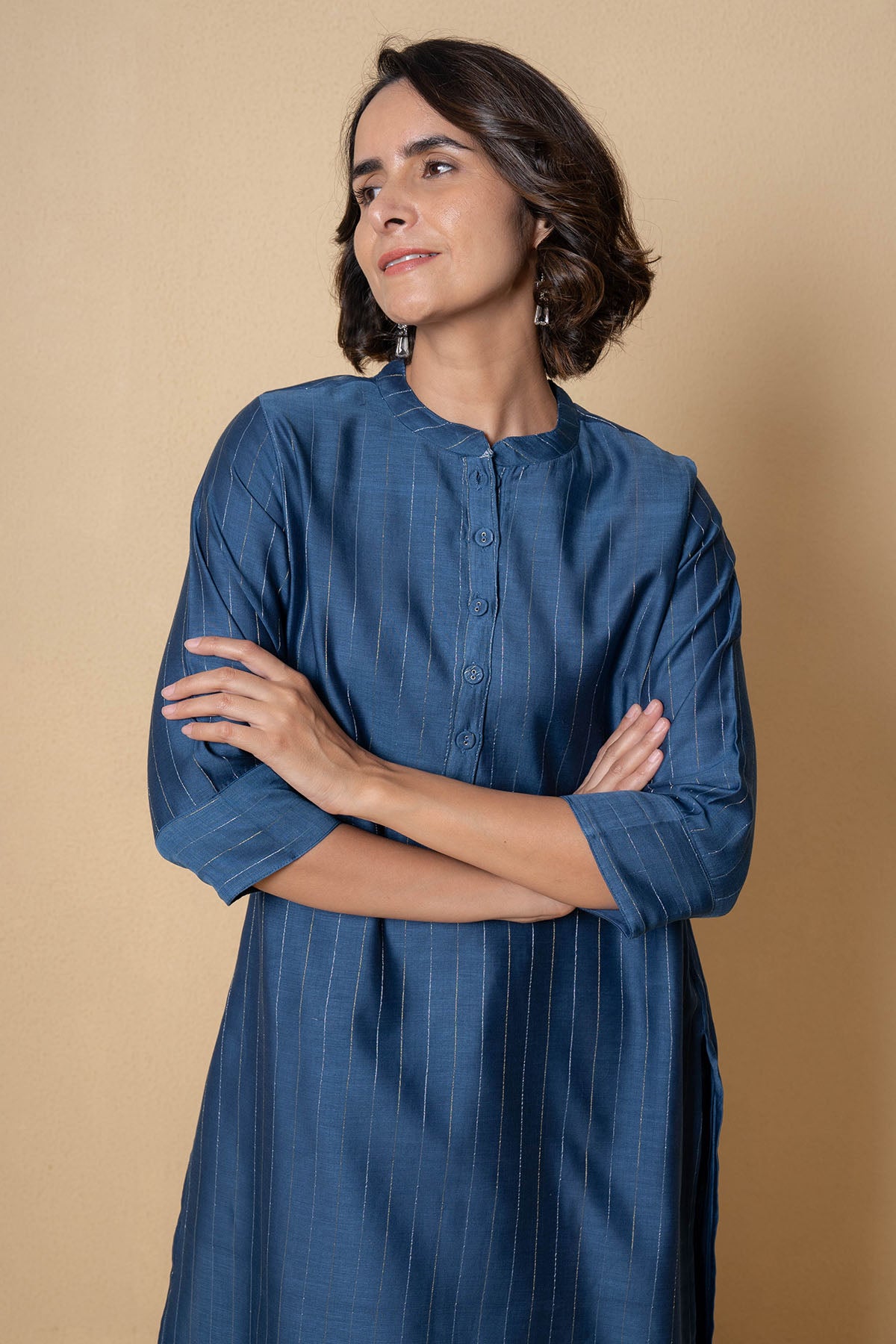 Blue High Low Kurta And Pants