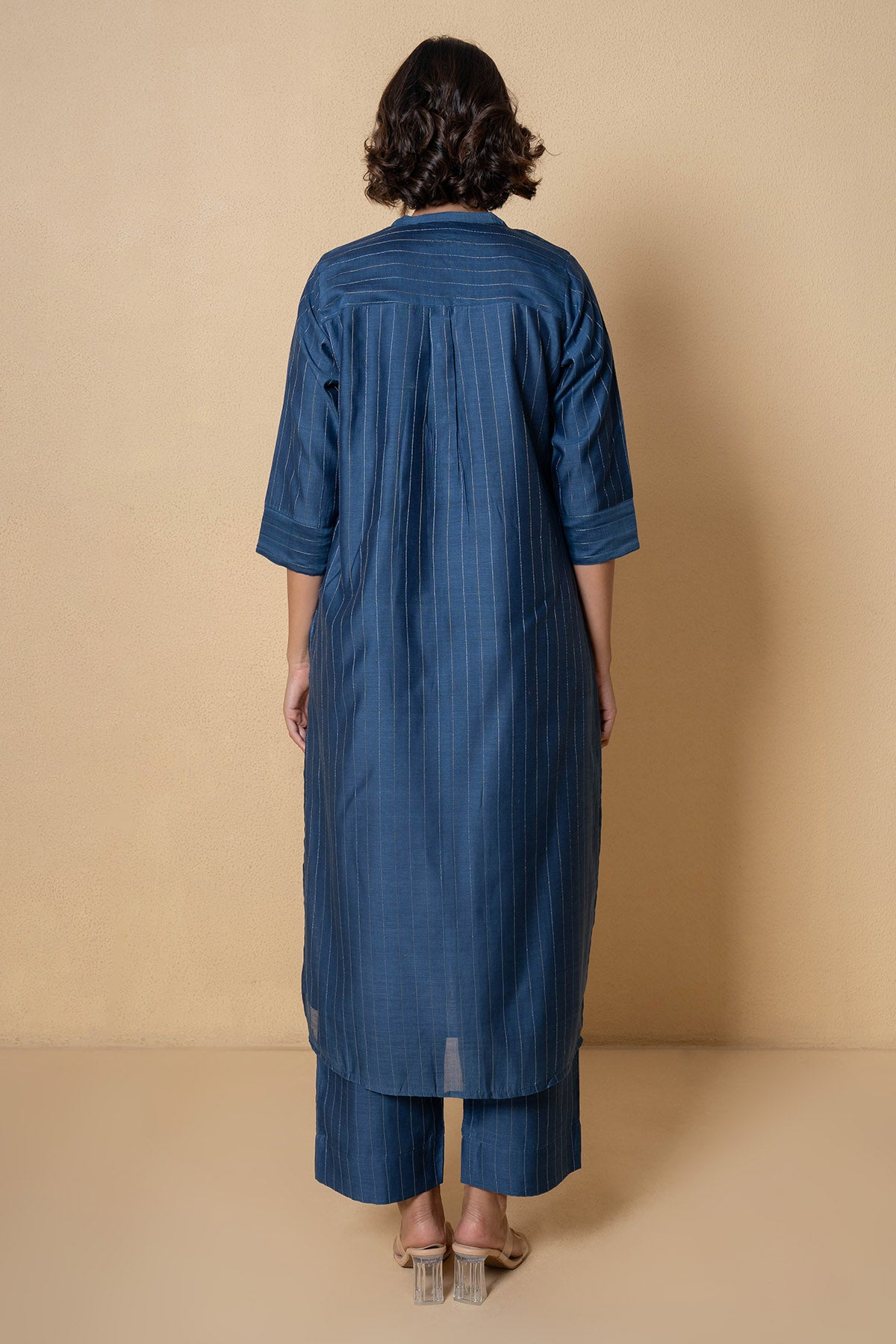 Blue High Low Kurta And Pants