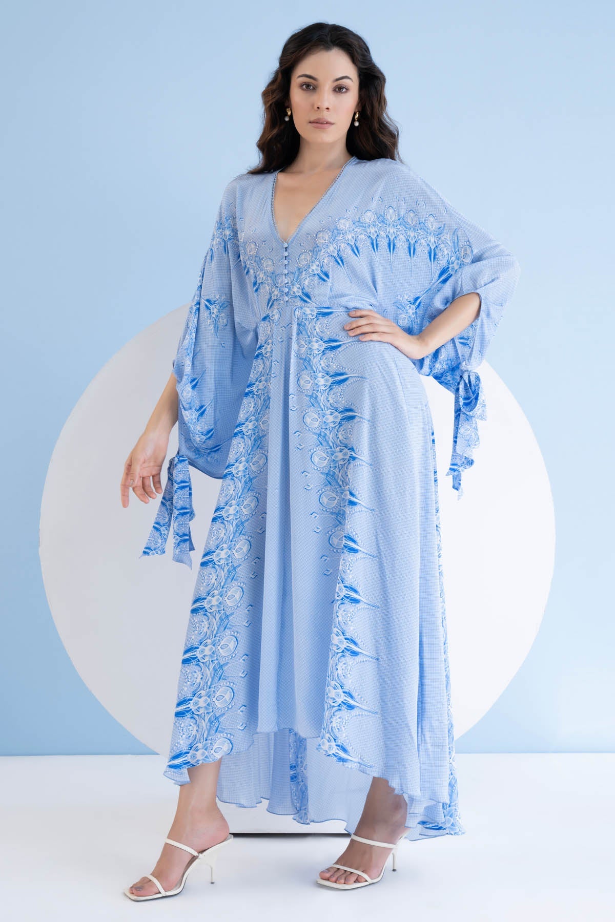 Buy Mandira Wirk Ice Fly Fantasy: Plunging Kaftan Dress For Women at ScrollnShops