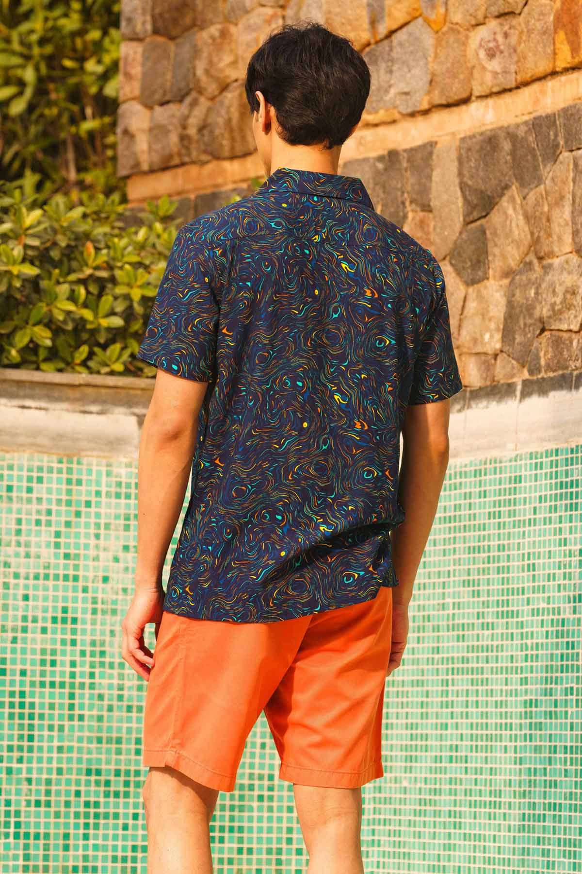 Blue Holographic Printed Shirt