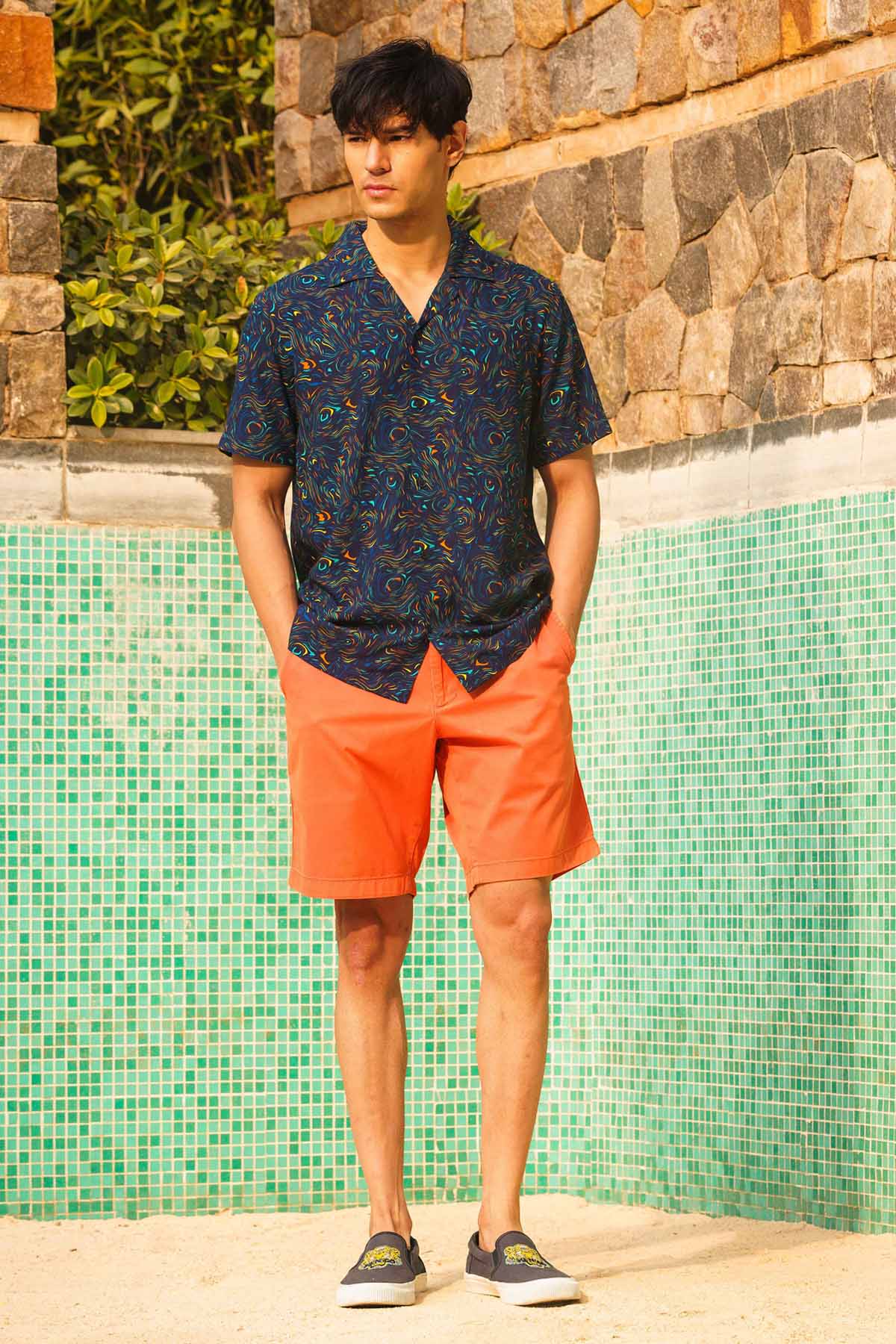 Blue Holographic Printed Shirt