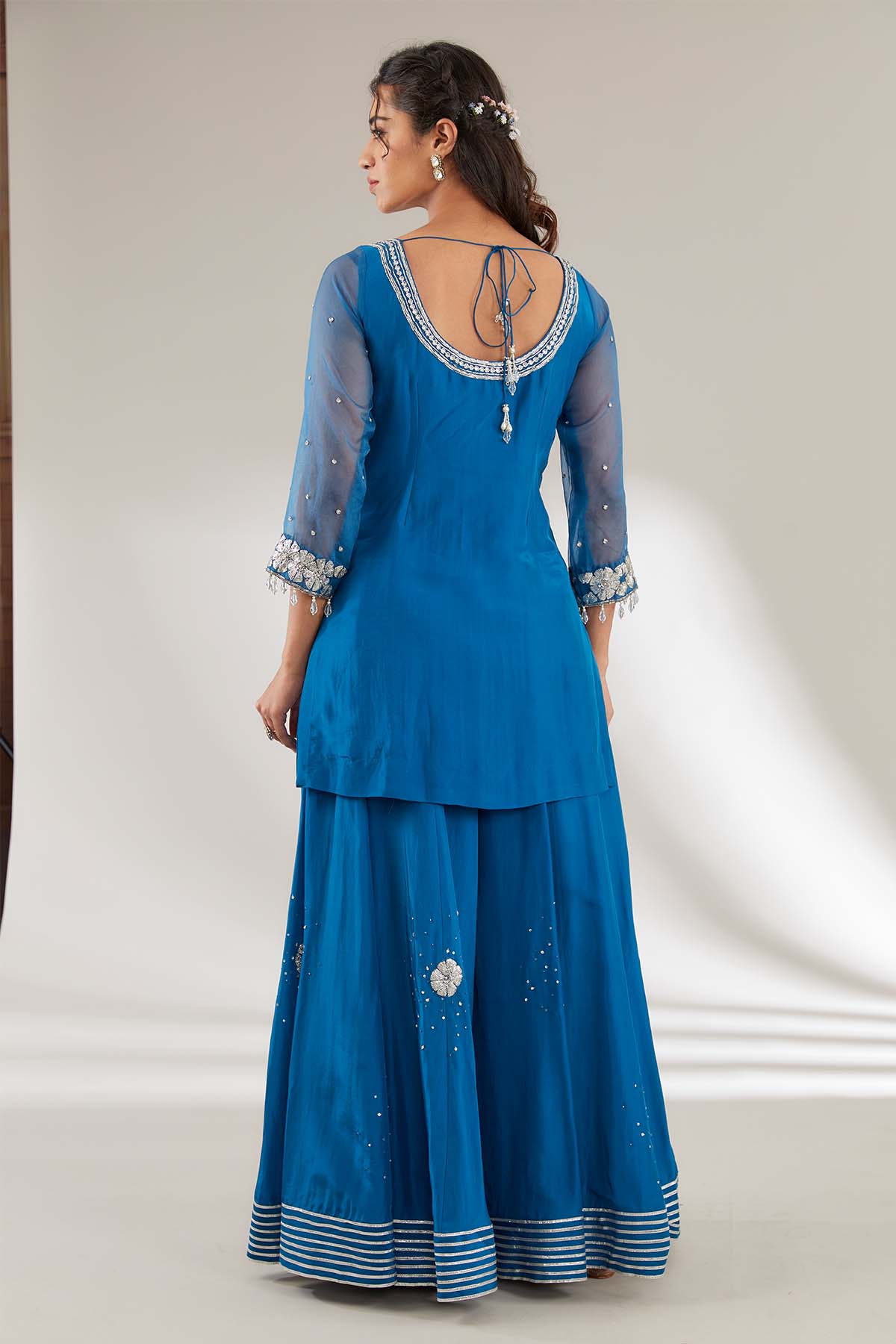 Blue Jaal Embroidered Kurta Set