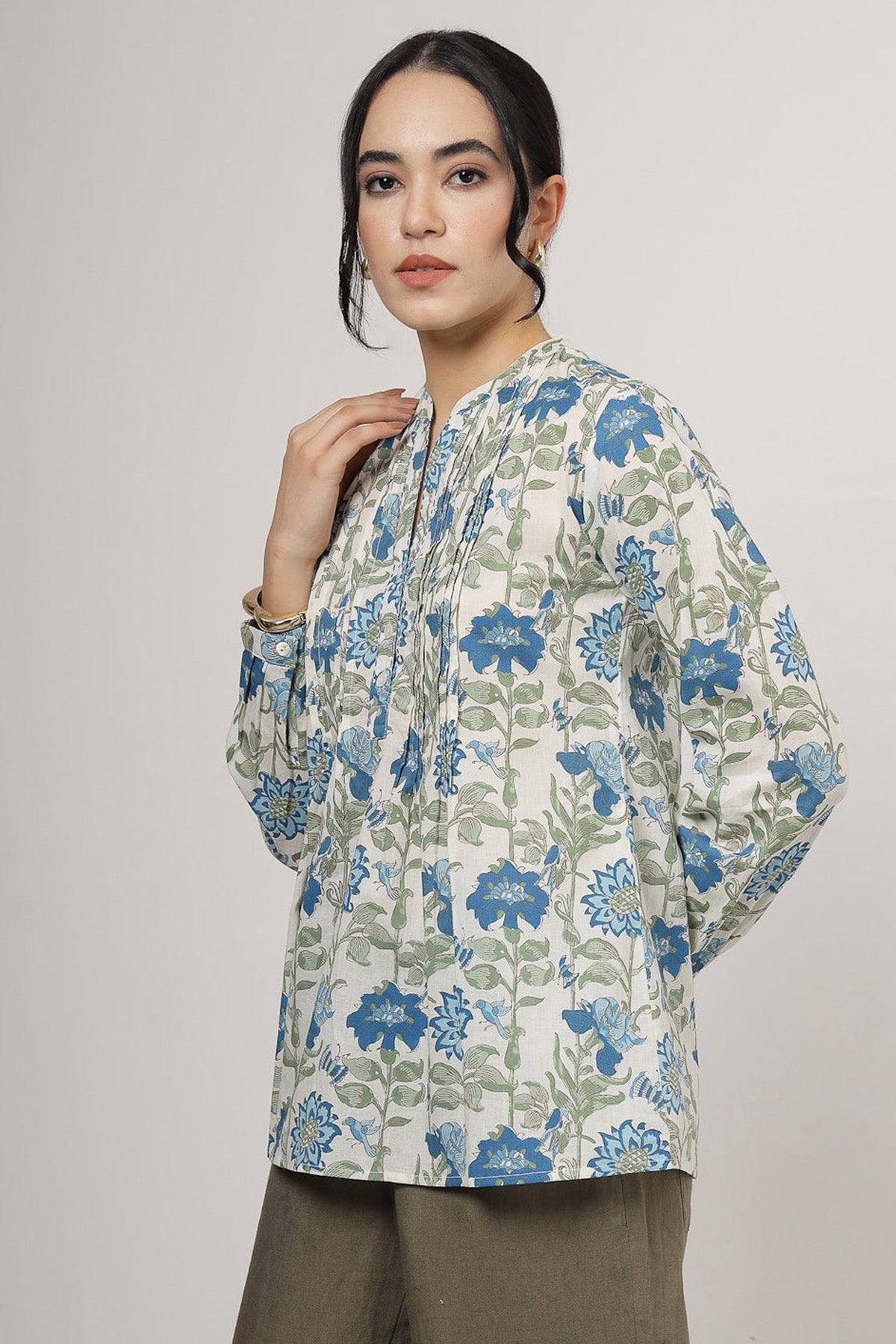 Buy Blue Katha Stitch Detailed Top for Women by Qomn Designer online available at scrollnshops