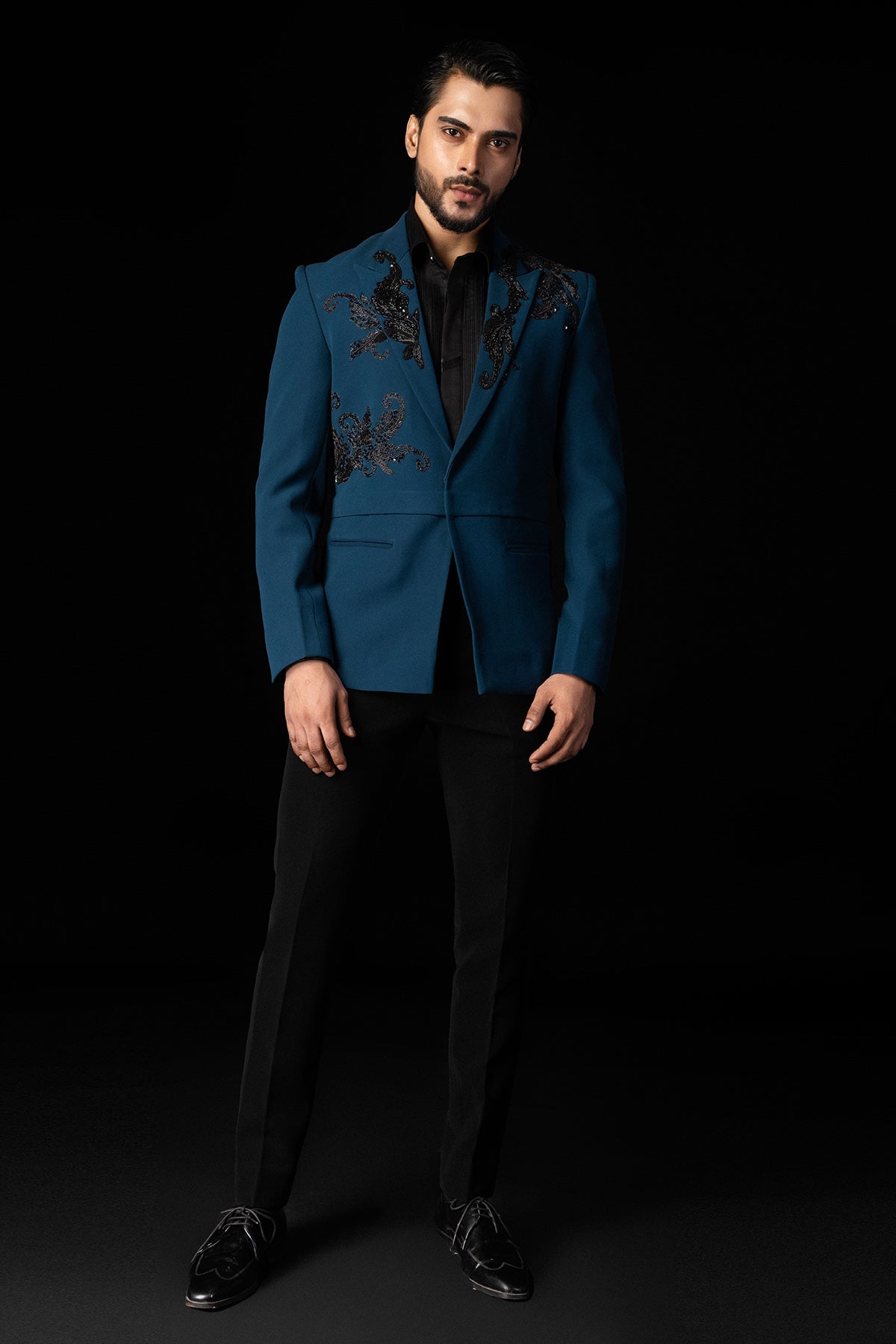 Blue Kathdana Embroidery Tuxedo