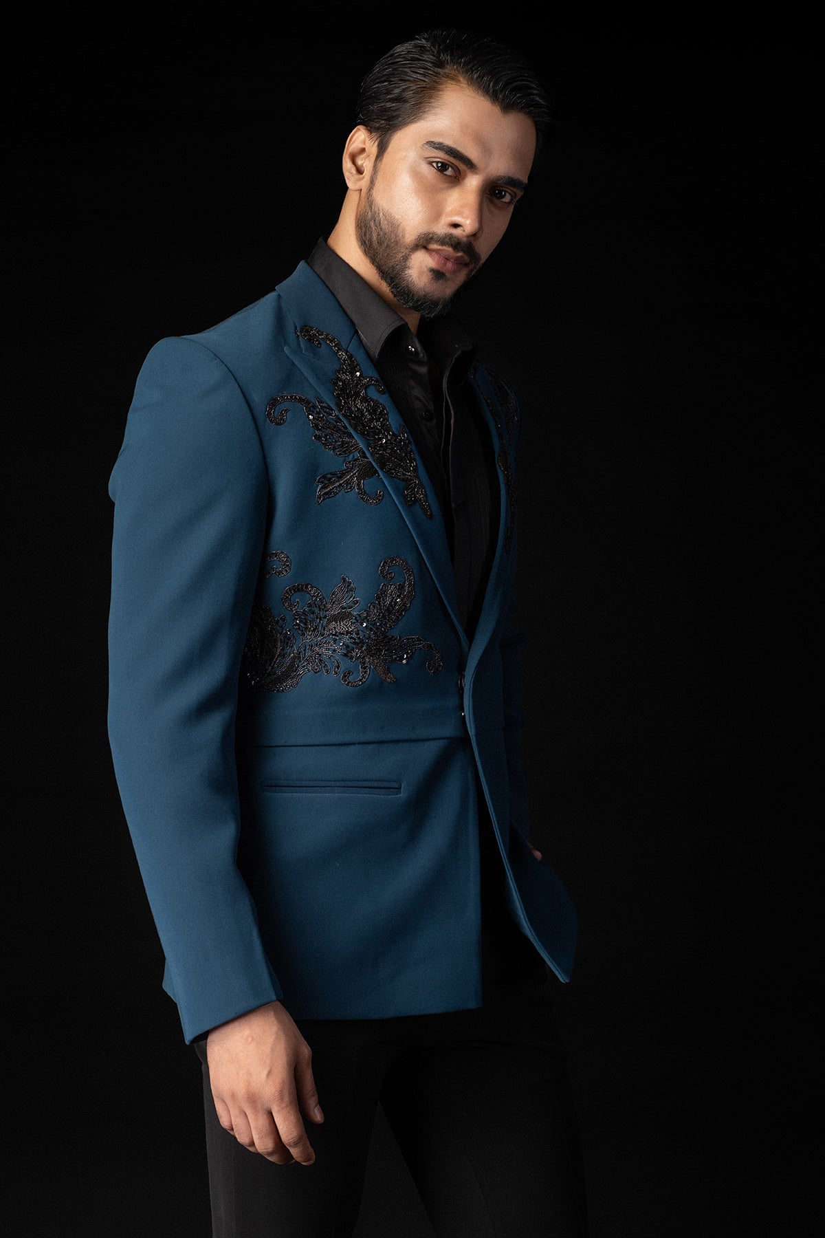 Blue Kathdana Embroidery Tuxedo