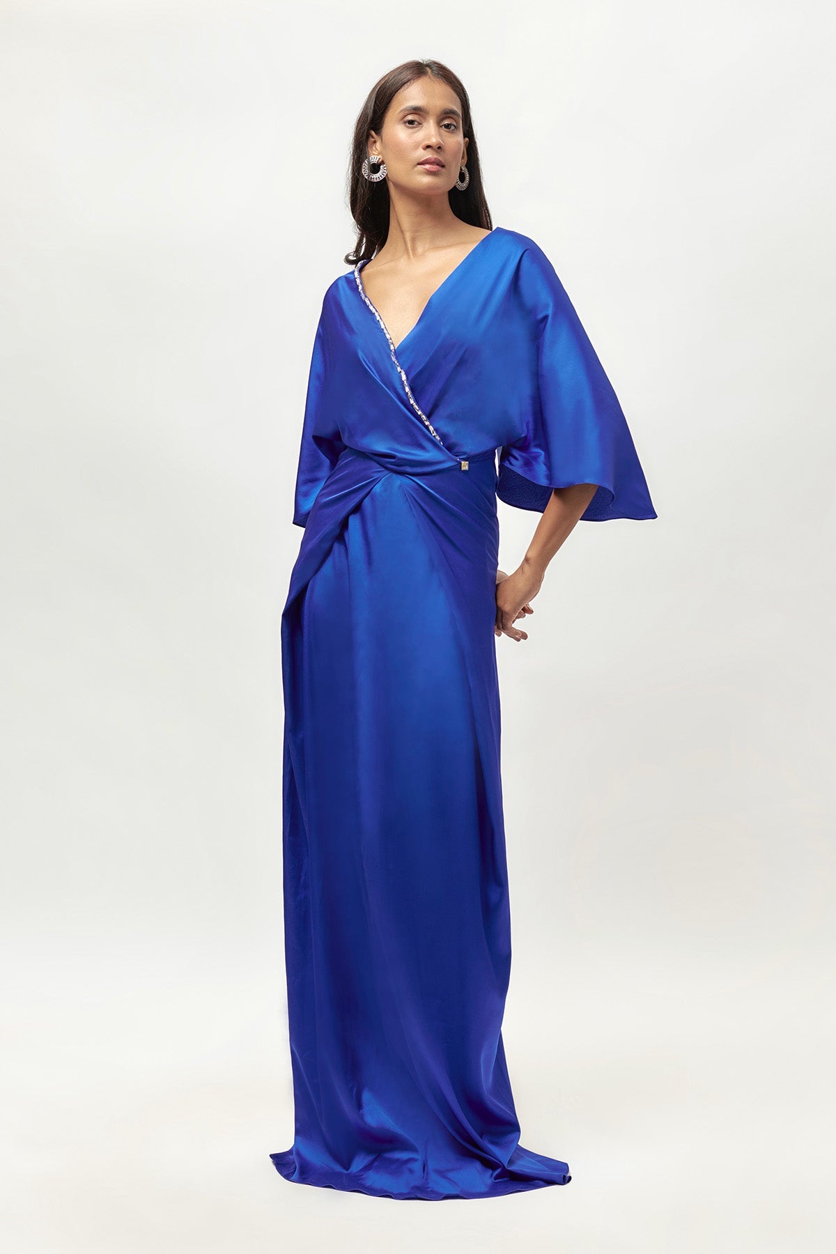 Buy Blue Kimono Sleeves Maxi Dress by Emblaze for women online at ScrollnShops