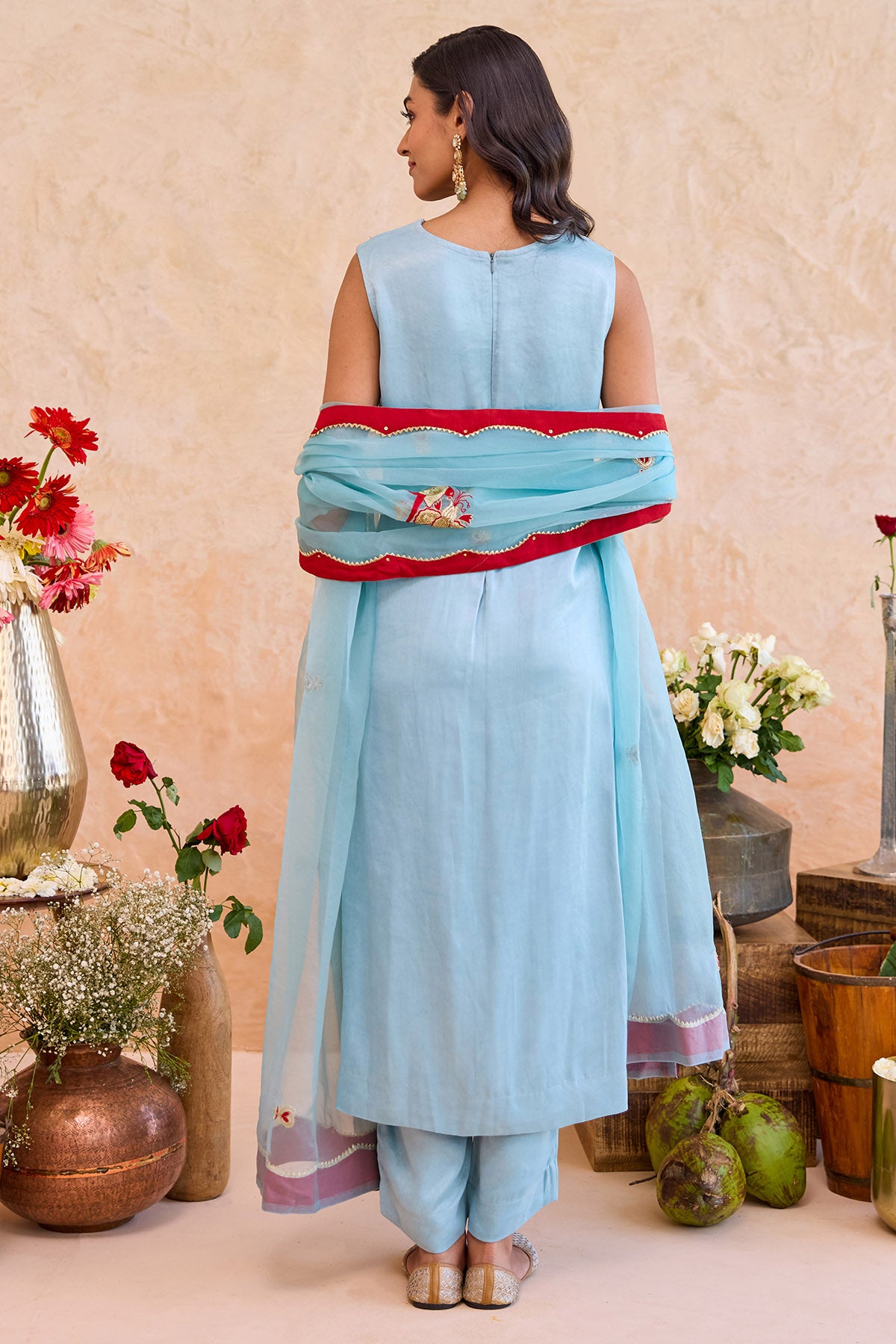 Blue Lace Detailing Kurta Set