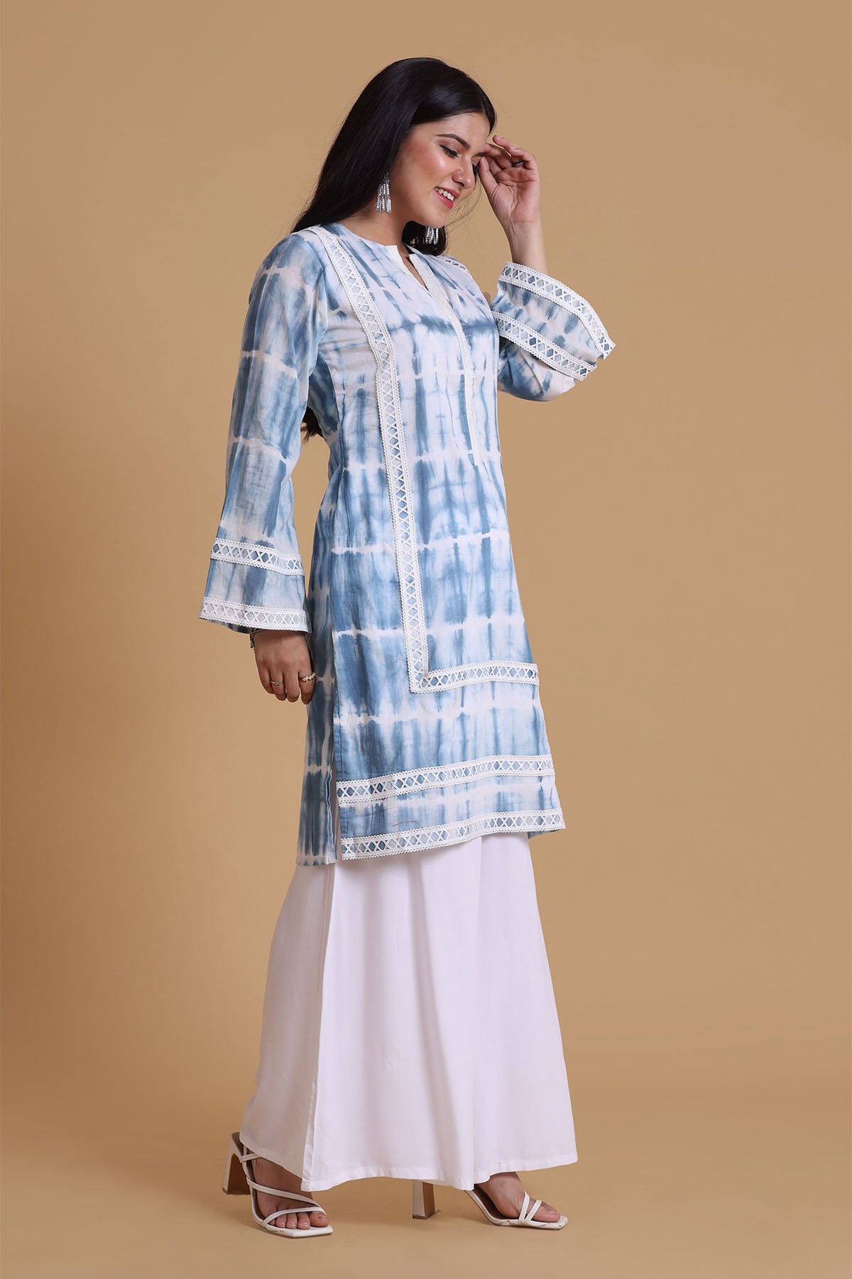 Blue Lace Embroidered Kurta