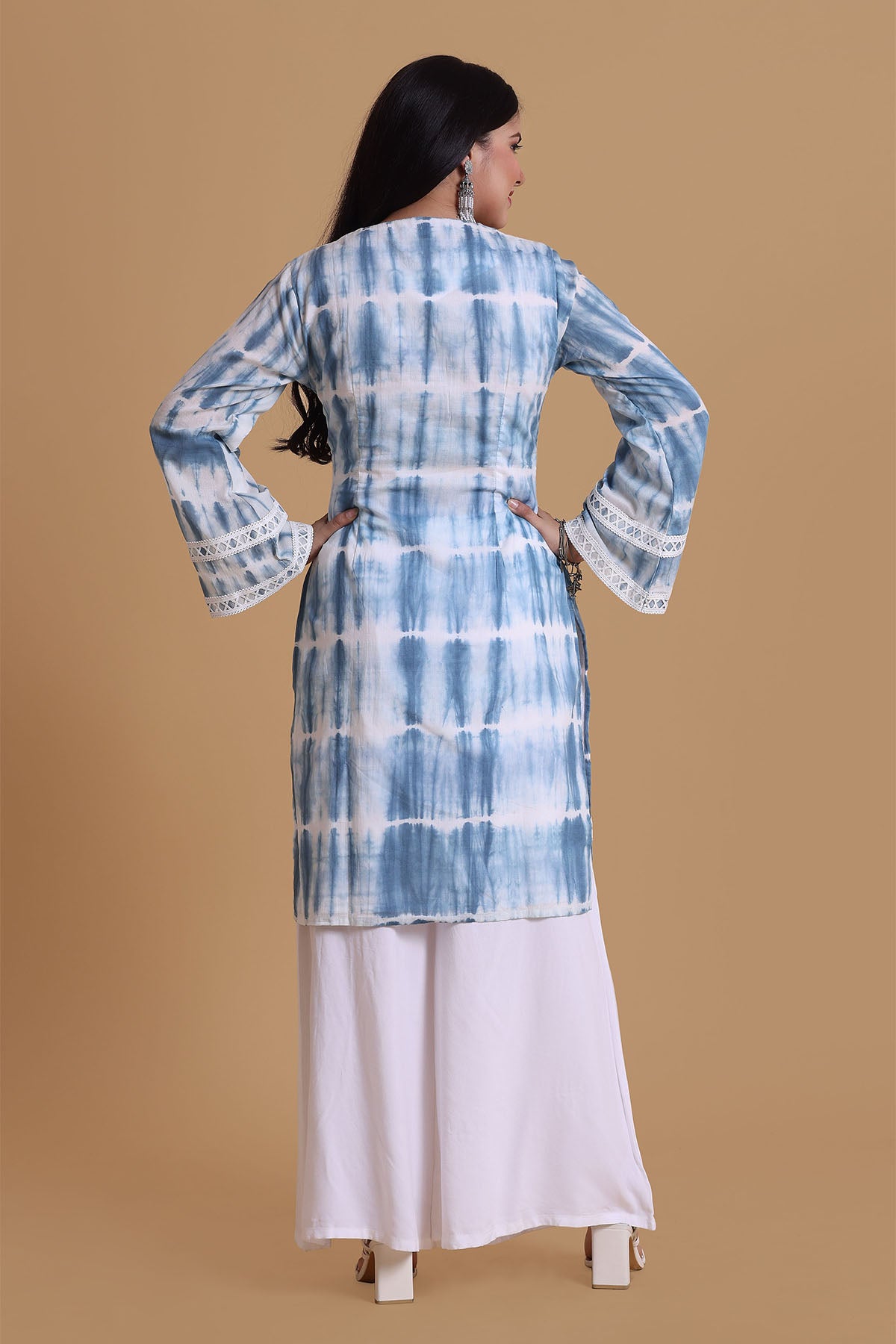 Blue Lace Embroidered Kurta