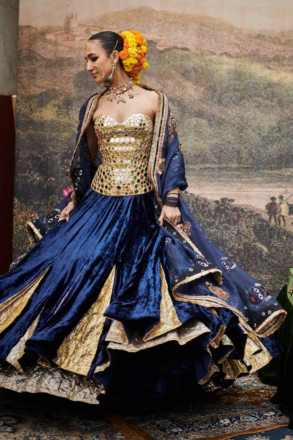 Blue Lampi Work Lehenga Set