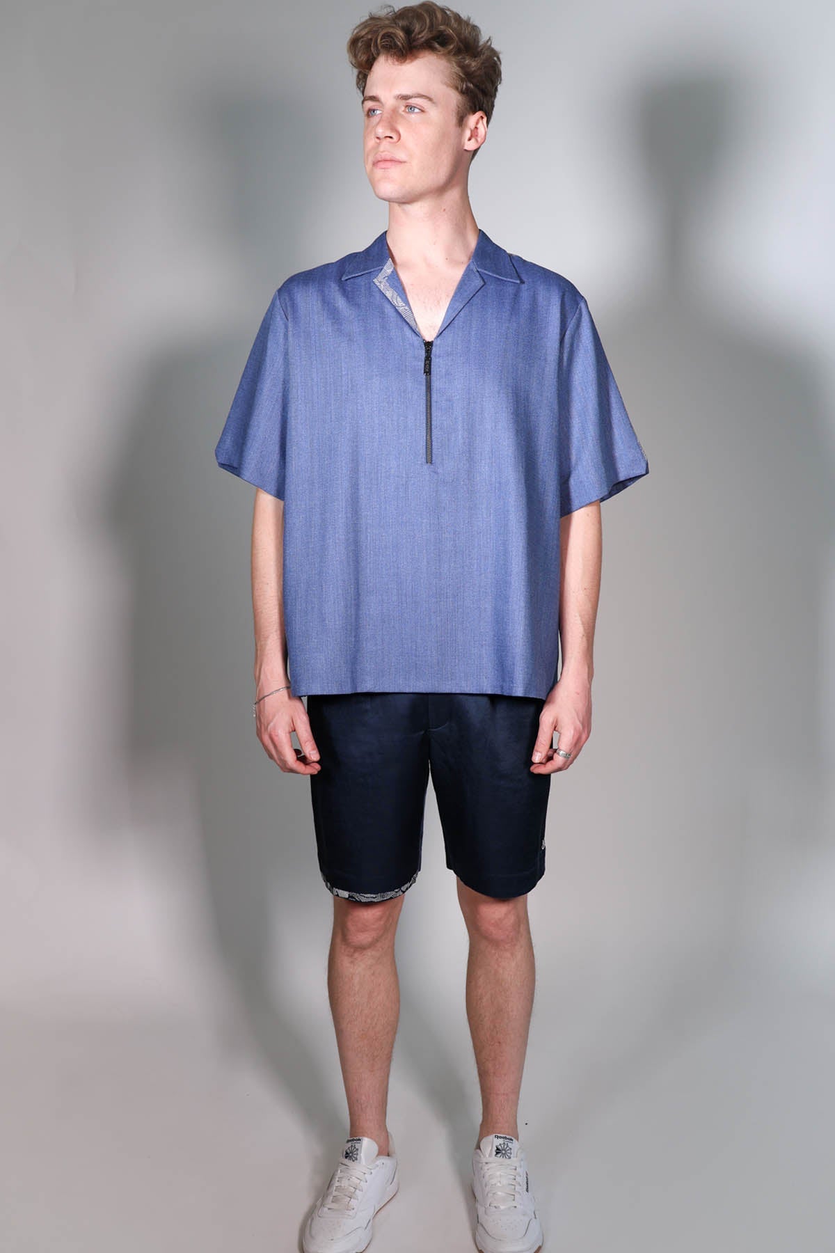 Buy Arya Giri Blue Lapel Collar Shirt & Shorts