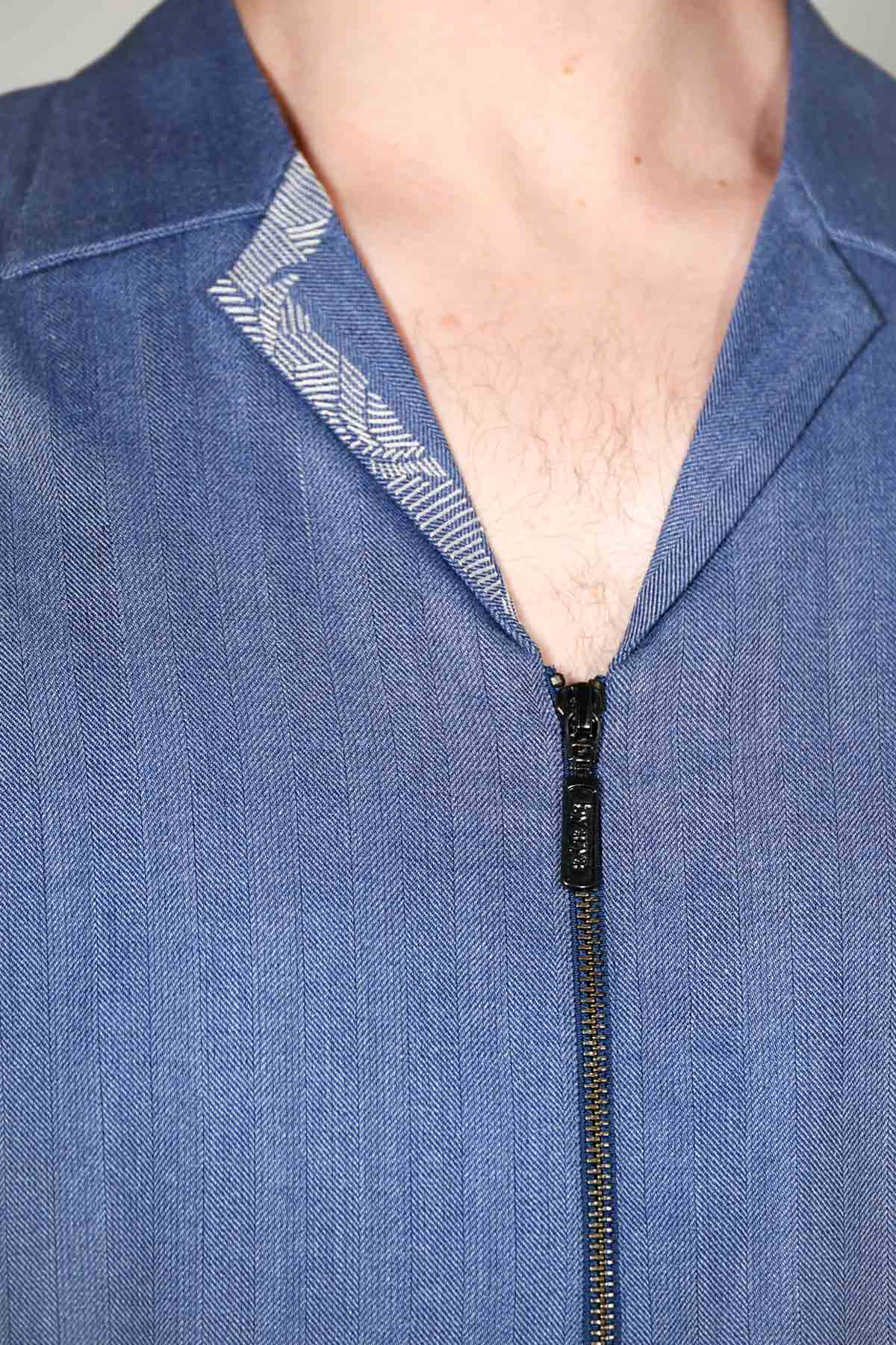 Blue Lapel Collar Shirt & Shorts