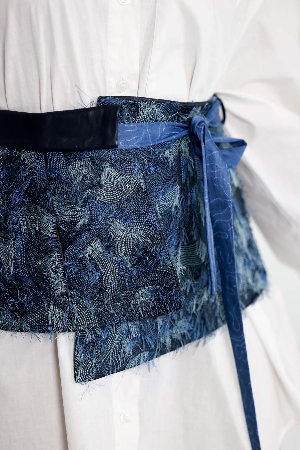 Blue Leather Embroidered Belt