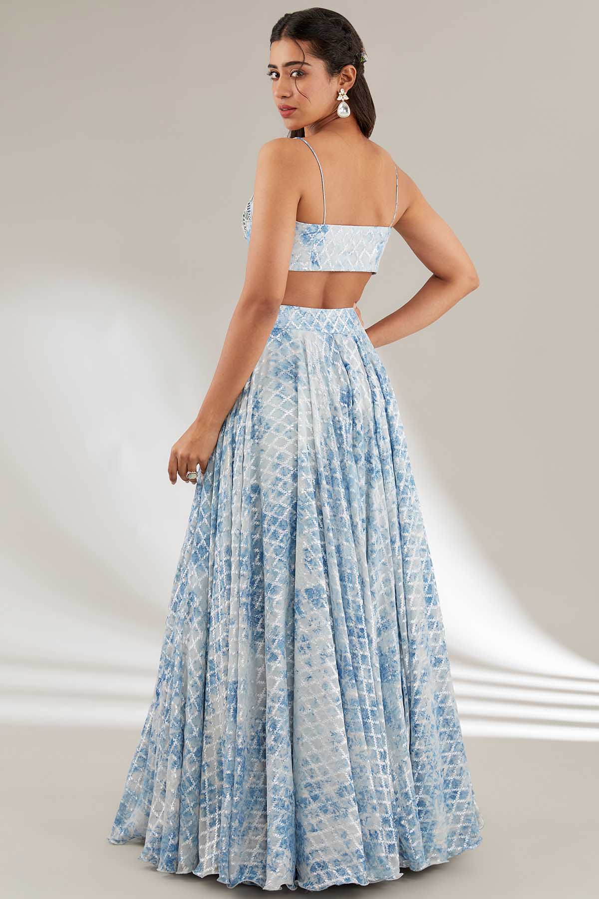 Blue Lehenga Set & Crop Jacket