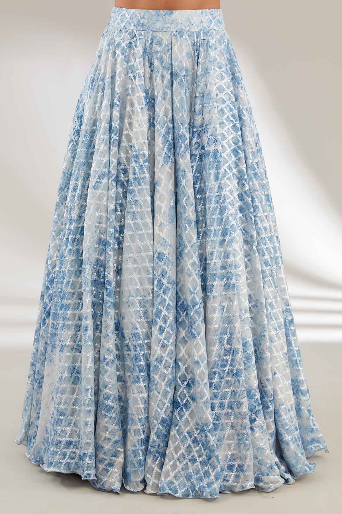 Blue Lehenga Set & Crop Jacket