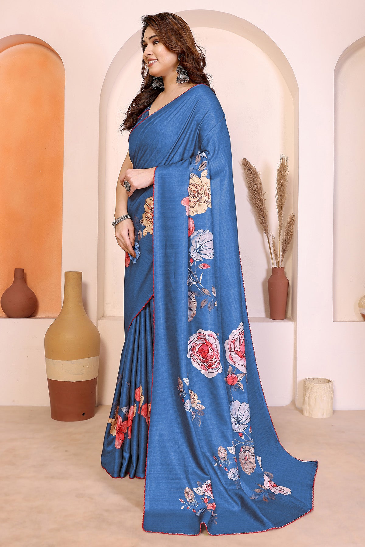 Blue Manipuri Arka Work Saree