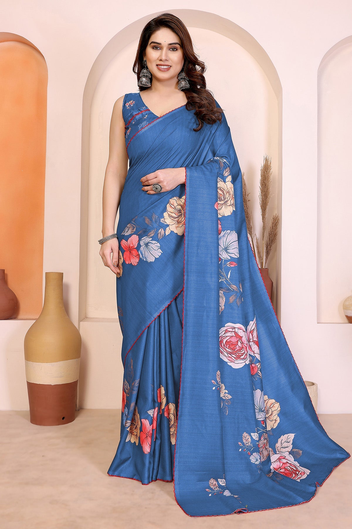 Buy Blue Manipuri Arka Work Saree for women by Aastha Fashion online available at scrollnshops