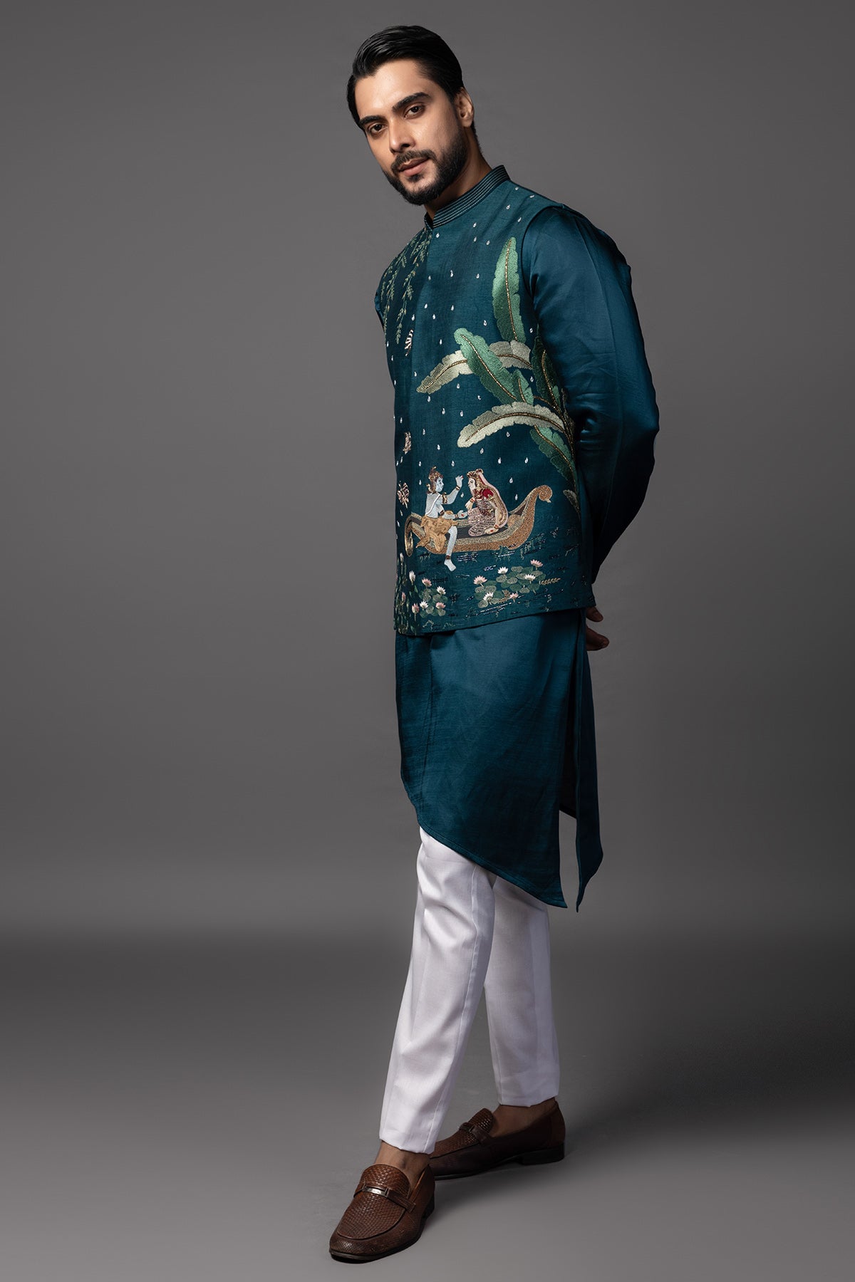 Blue Milan Embroidery Kurta Set