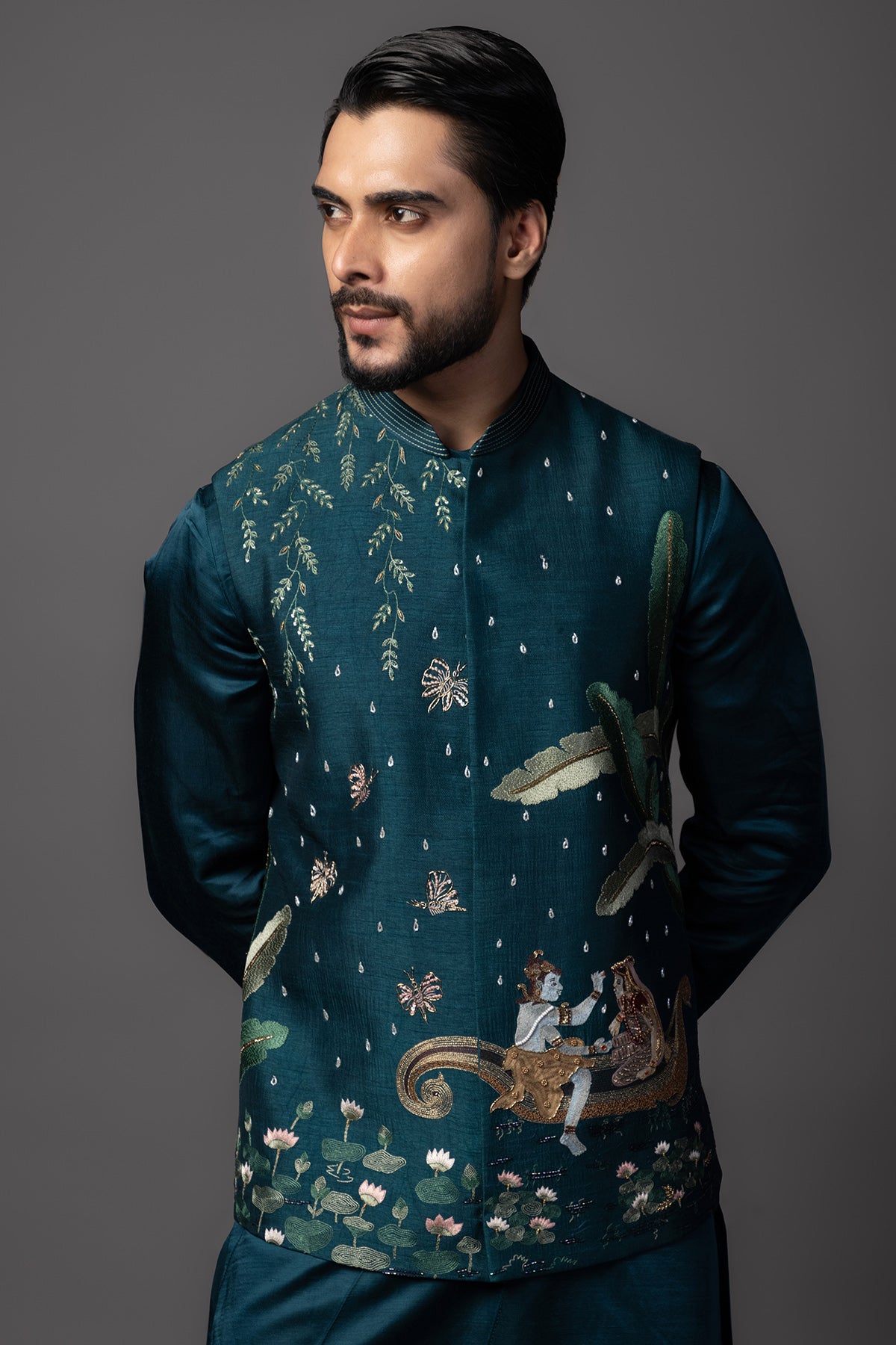 Blue Milan Embroidery Kurta Set