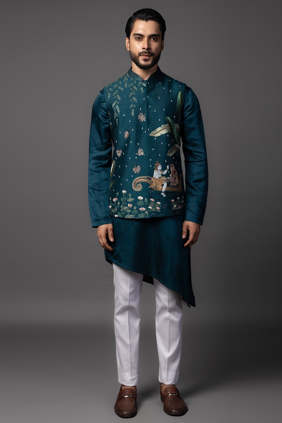Blue Milan Embroidery Kurta Set