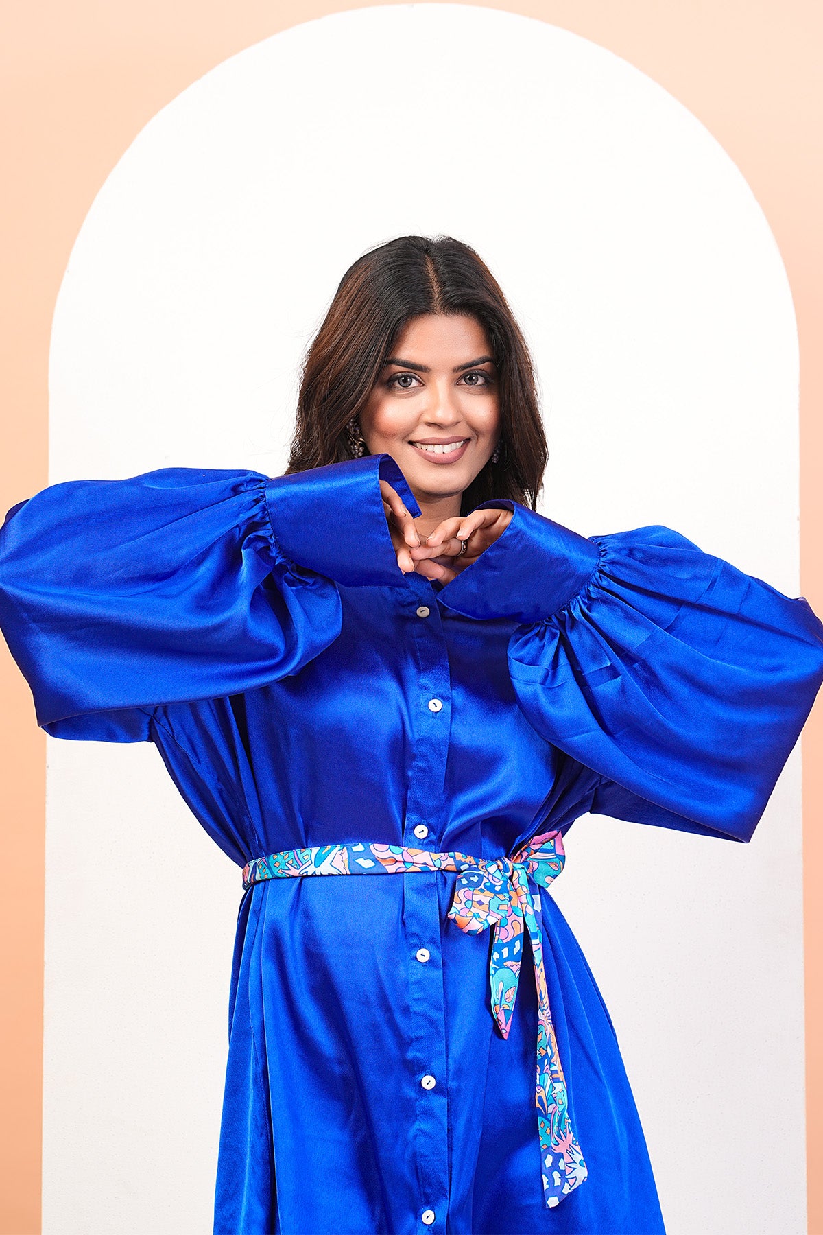 Blue Mini Shirt Dress & Belt