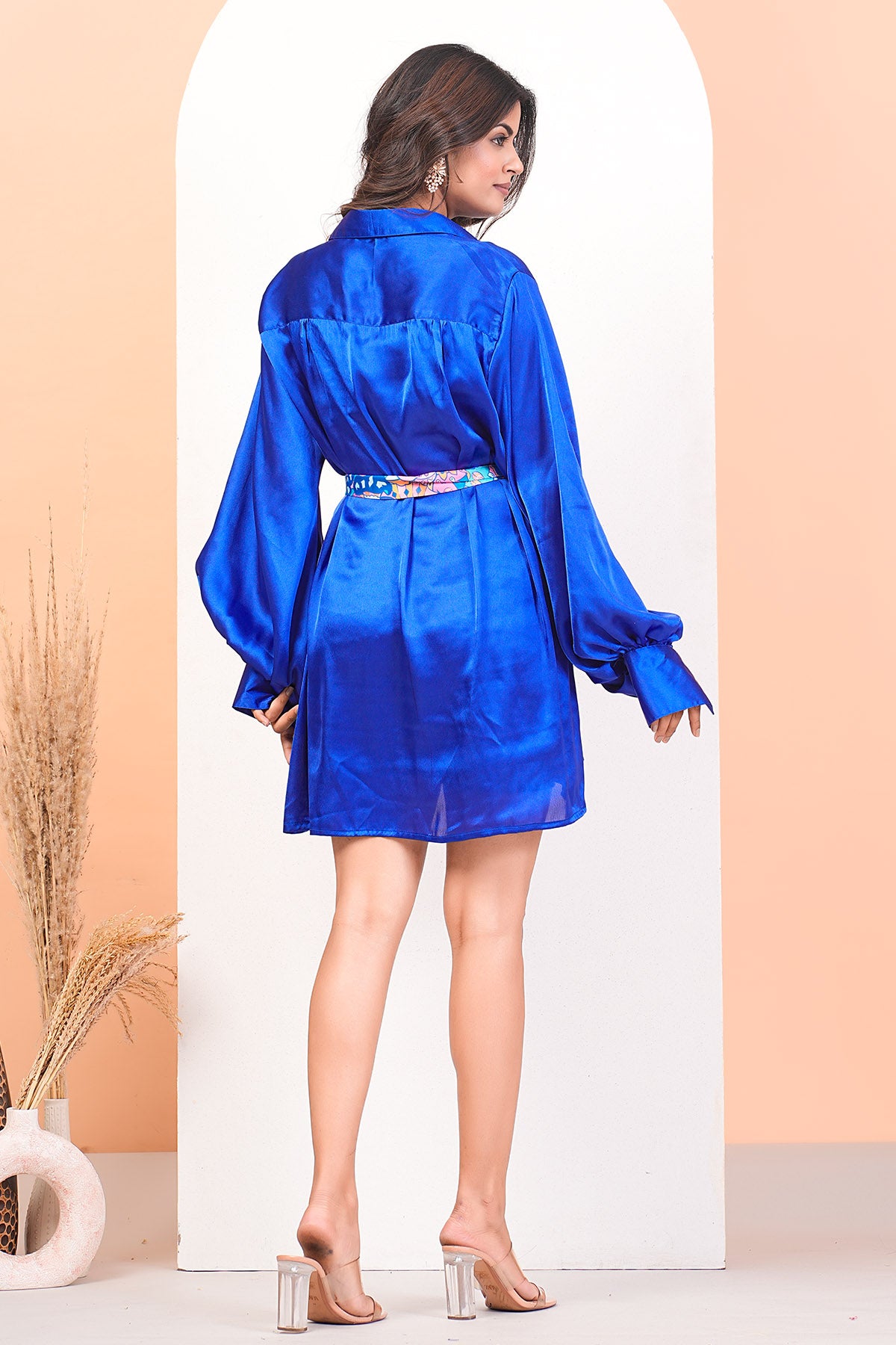 Blue Mini Shirt Dress & Belt