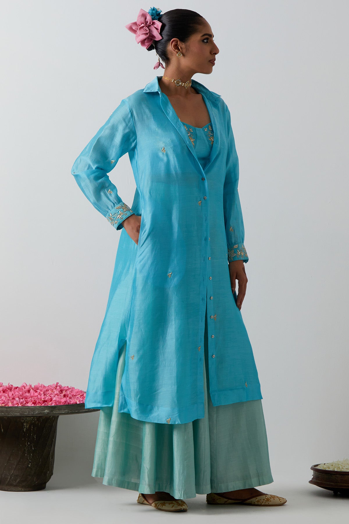 Blue Mint Chanderi Indo-Western