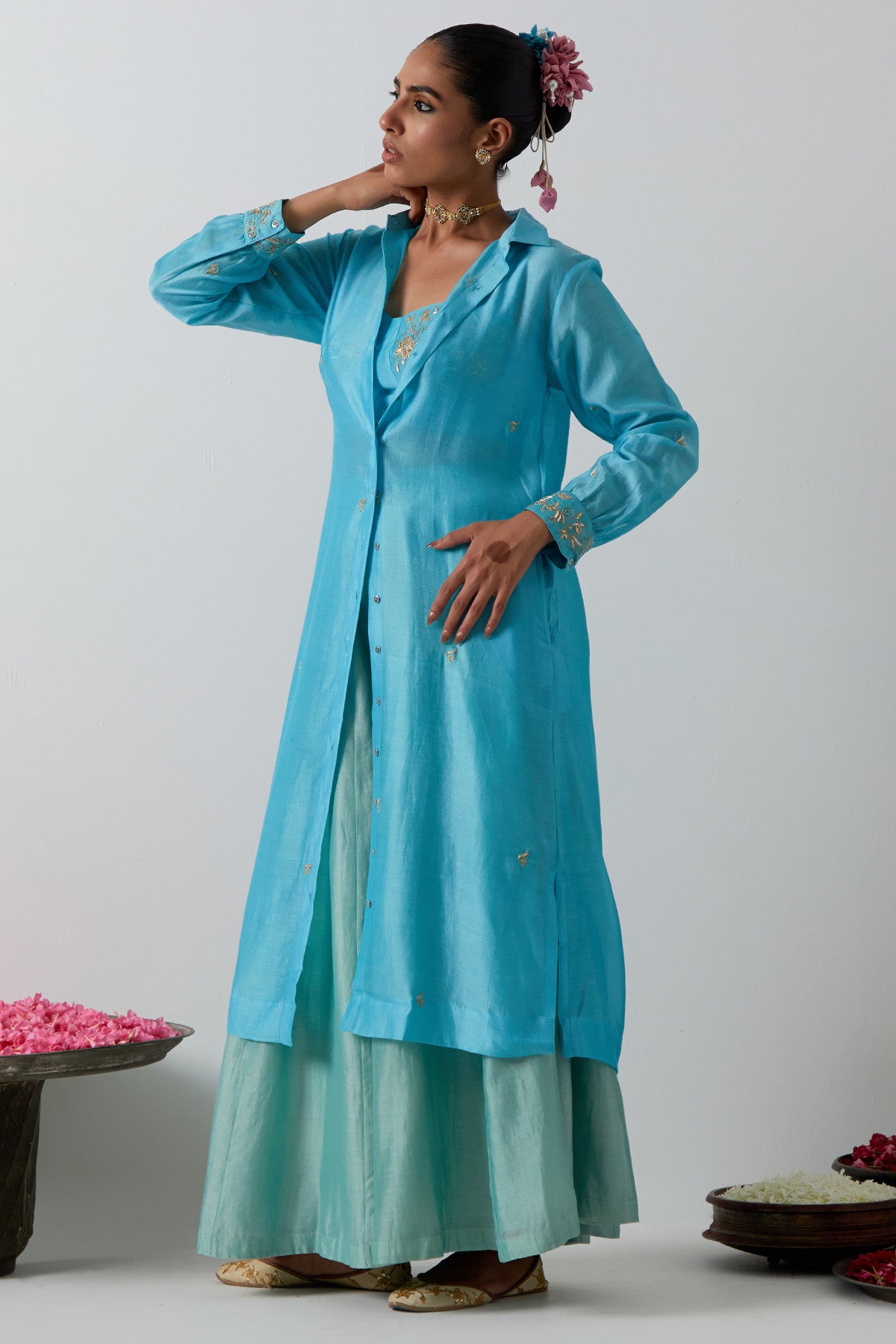 Blue Mint Chanderi Indo-Western