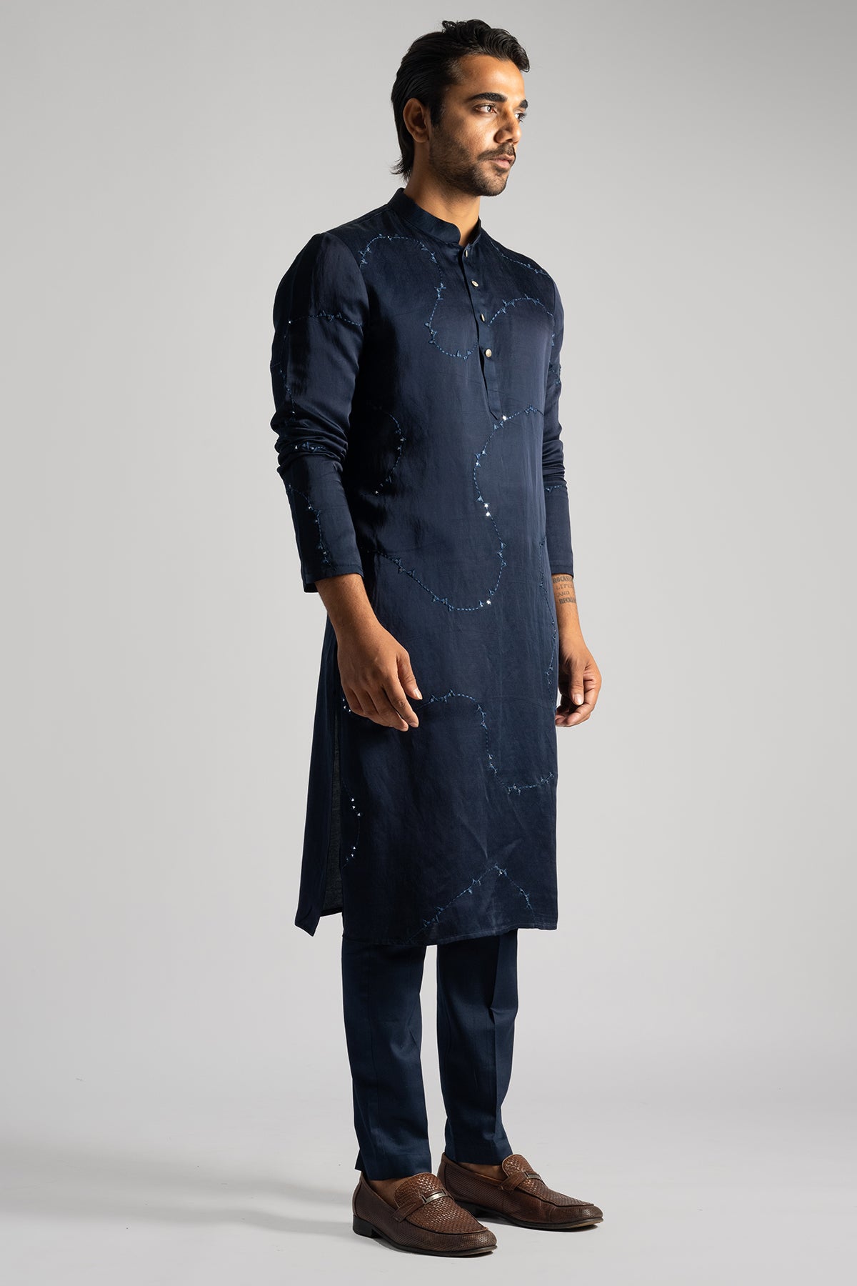 Blue Mirror Work Kurta & Pants