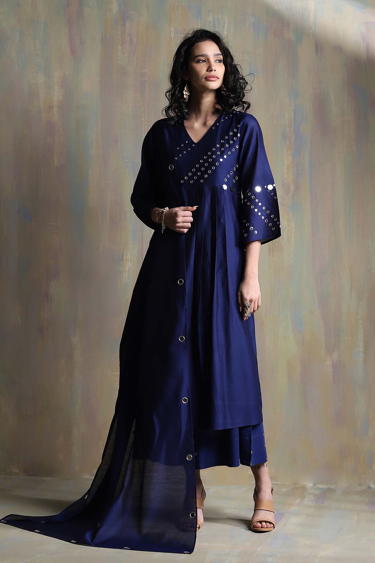 Buy Blue Mirror Work Palazzo Set Online