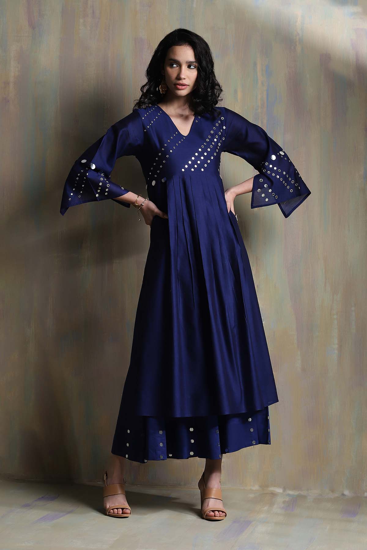 Blue Mirror Work Palazzo Set