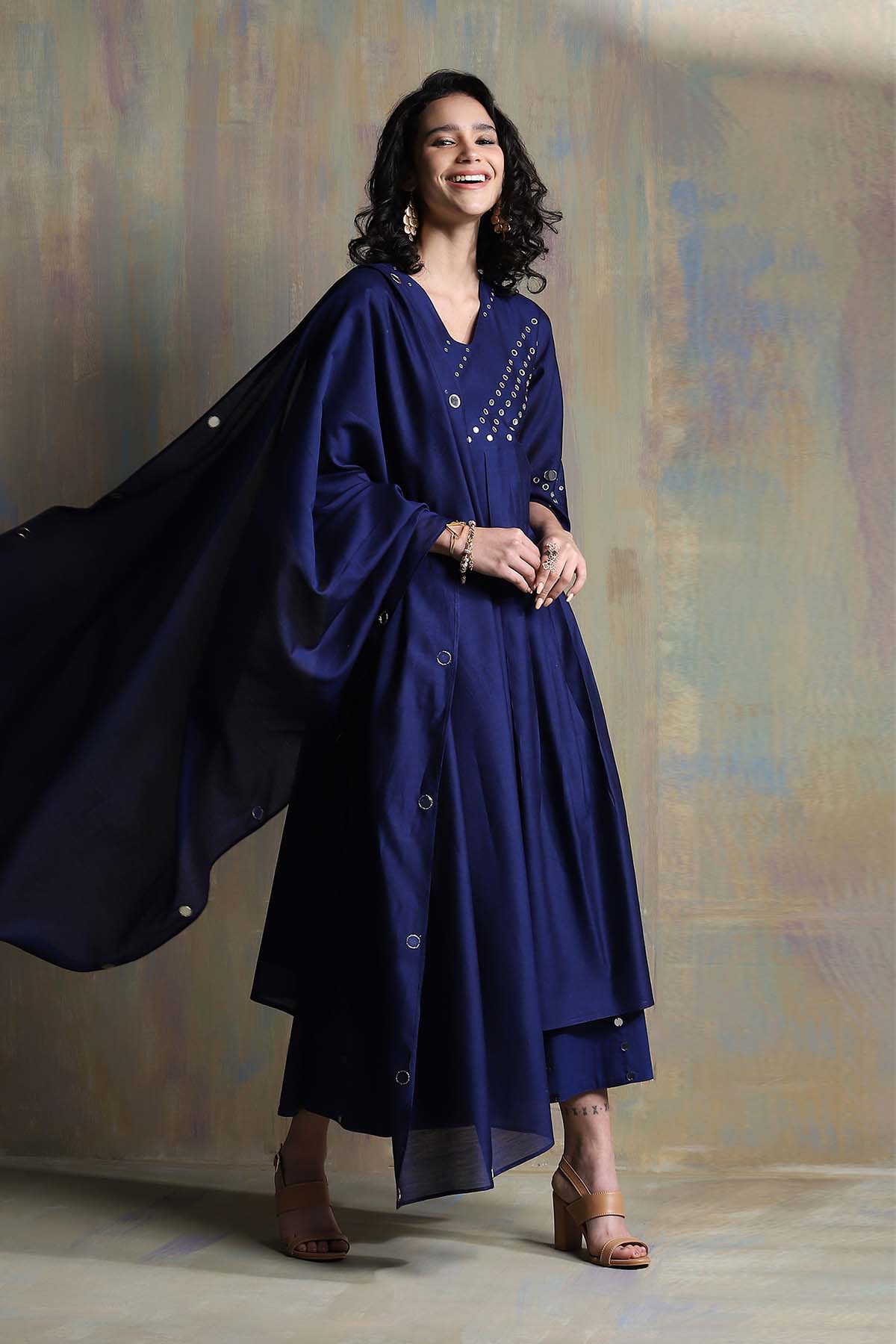 Blue Mirror Work Palazzo Set