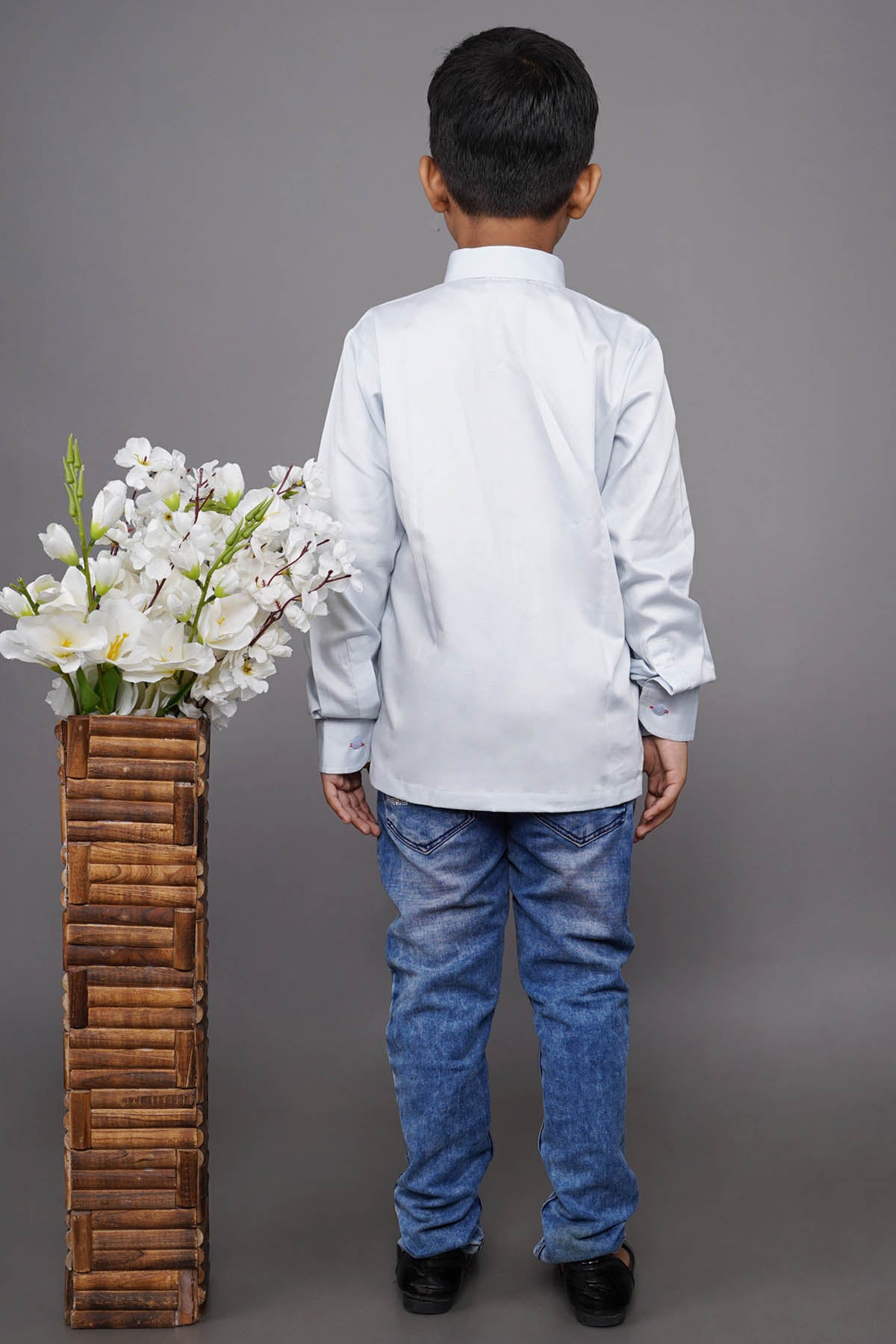 Blue Monkey Embroidered Shirt