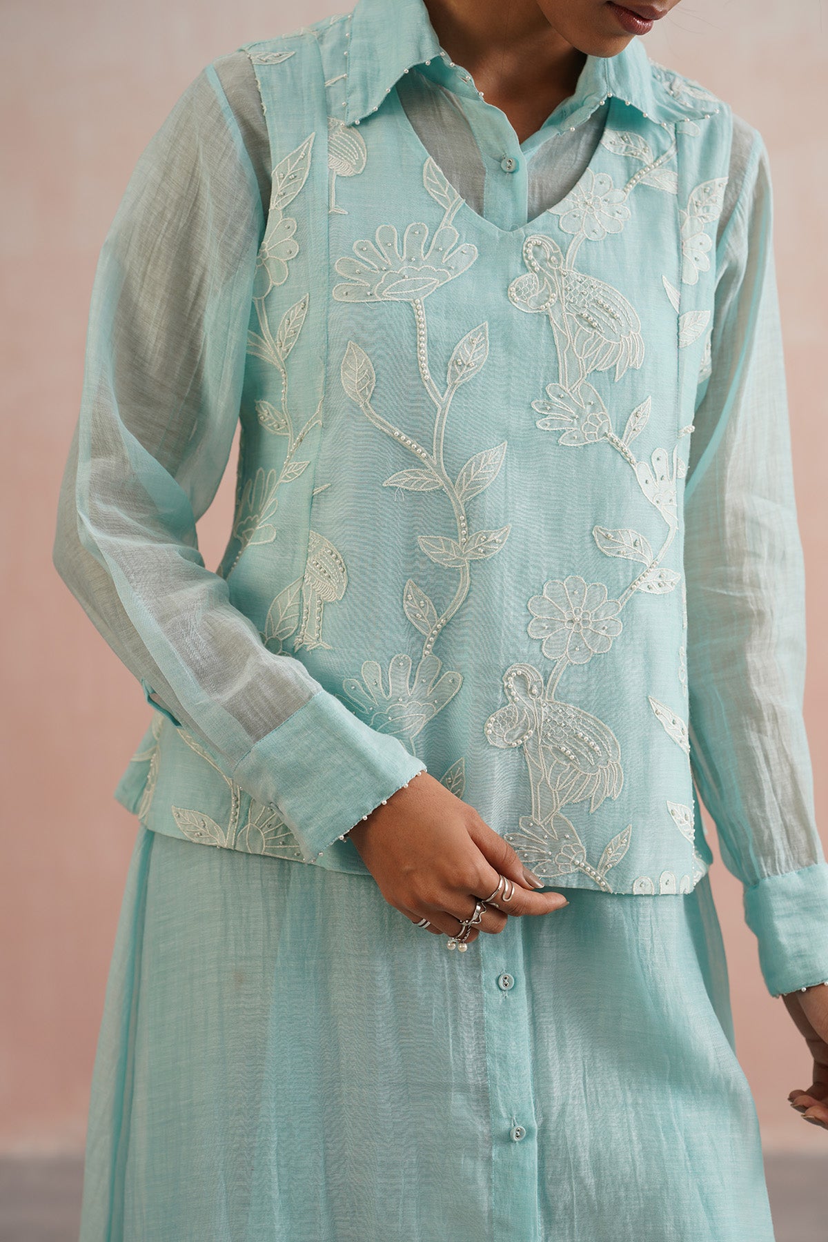 Blue Mul Chanderi Dress & Top