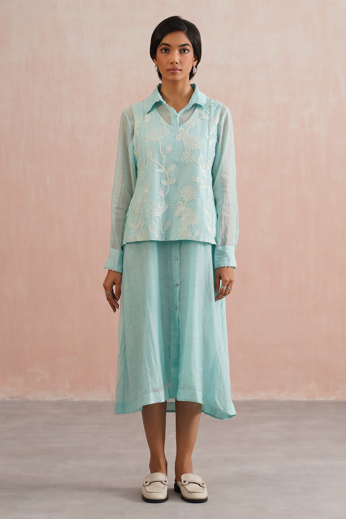 Blue Mul Chanderi Dress & Top