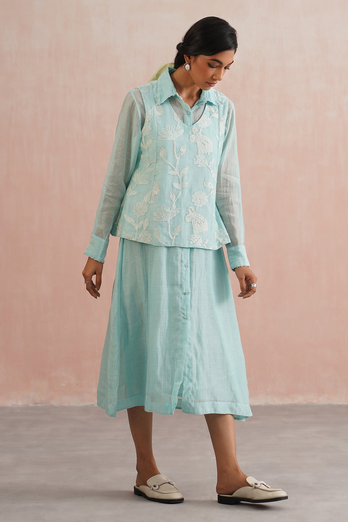 Buy Blue Mul chanderi Dress & Top for women online available at Scrollnshops 