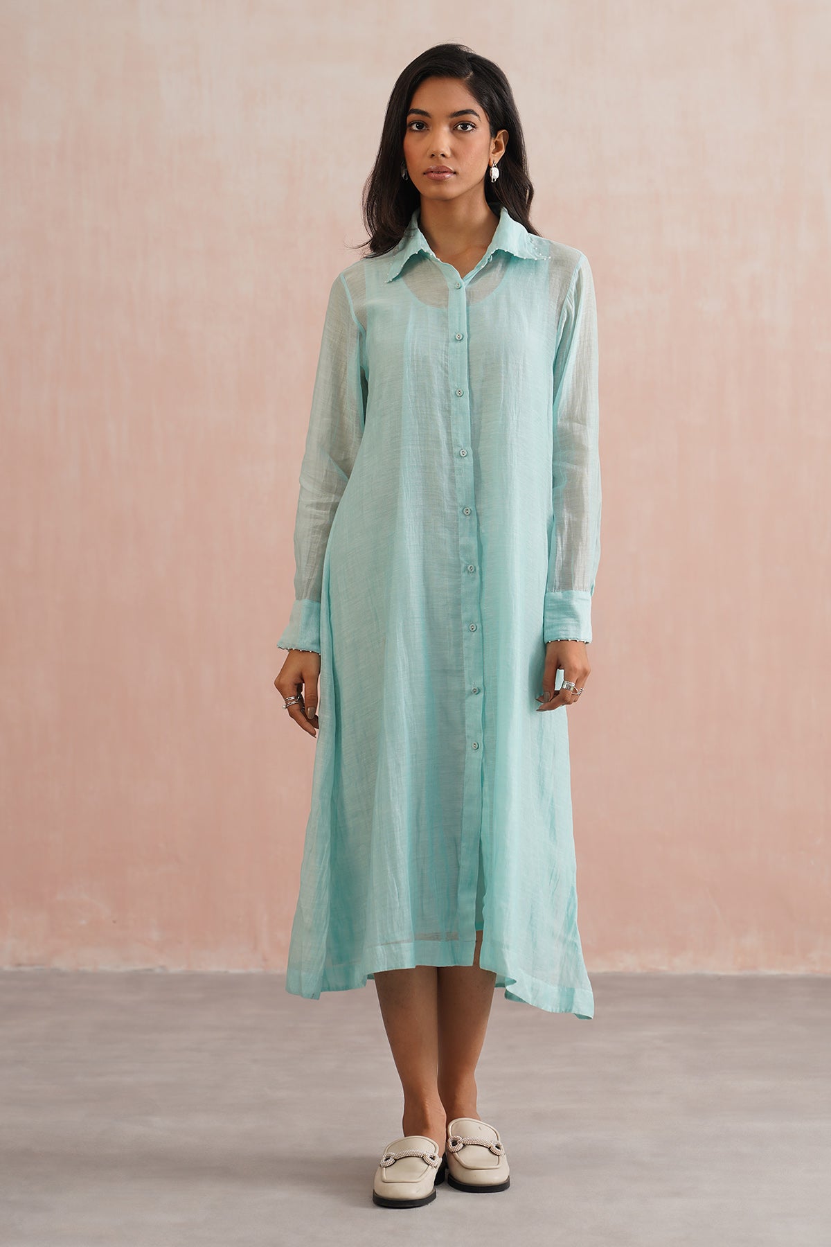Blue Mul Chanderi Dress & Top