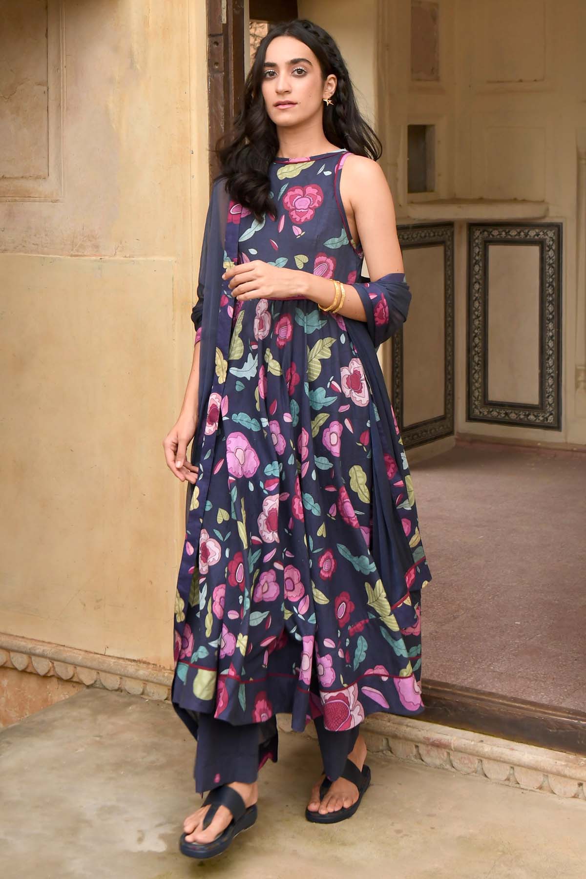 Blue Mulmul Printed Kurta Set