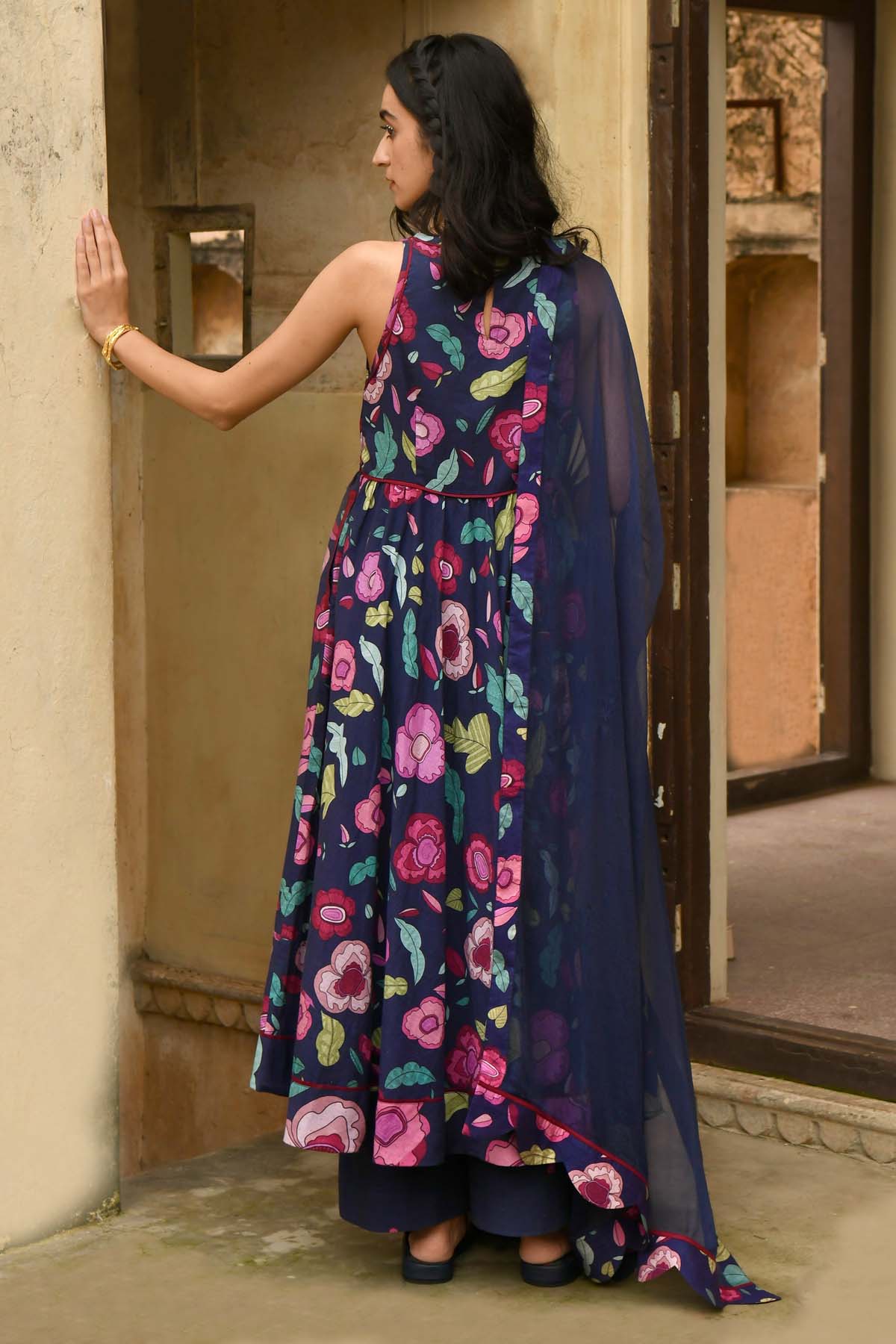 Blue Mulmul Printed Kurta Set